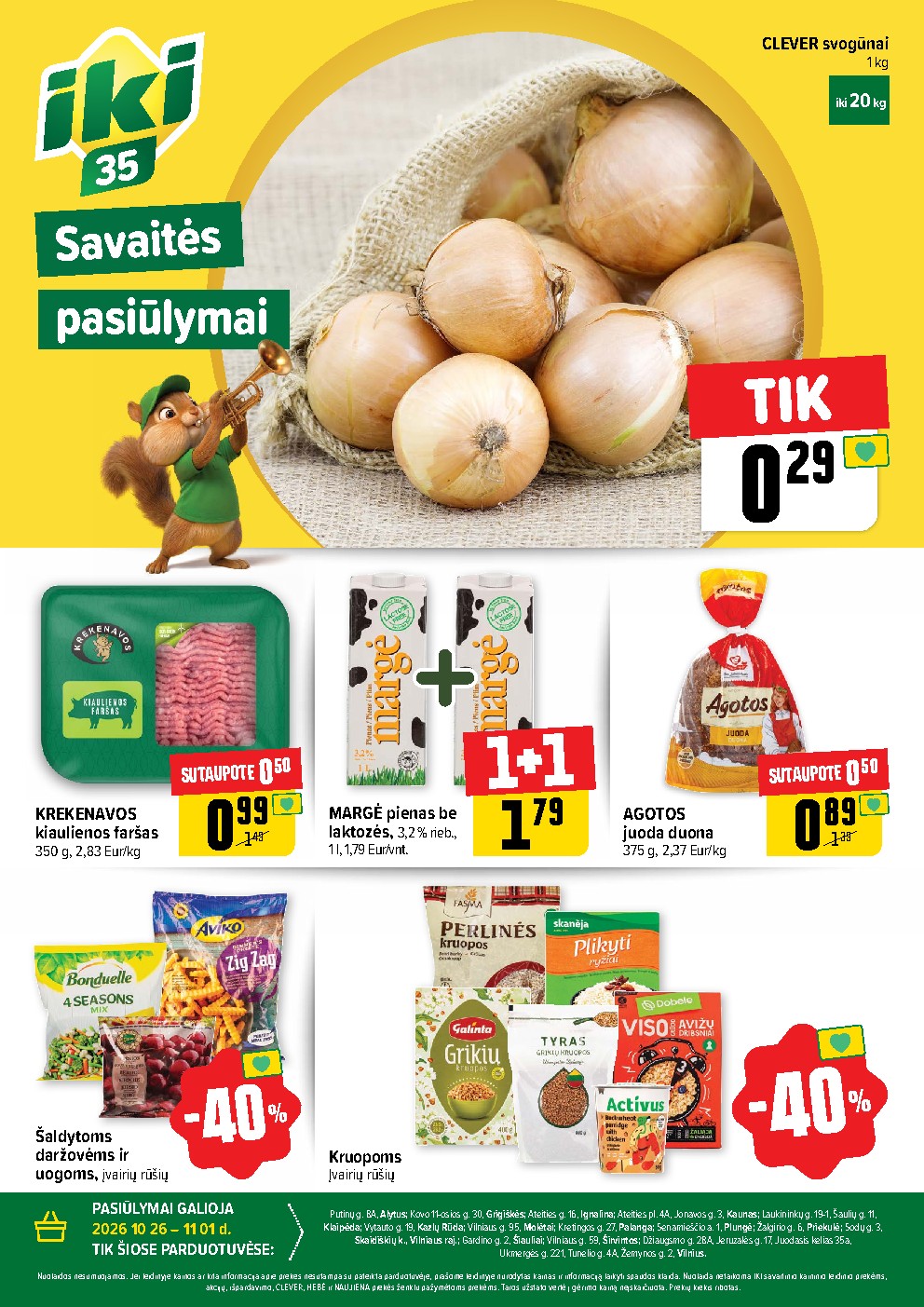 Specialūs pasiūlymai IKI parduotuvės klientams (2026-10-26 - 2026-11-01)