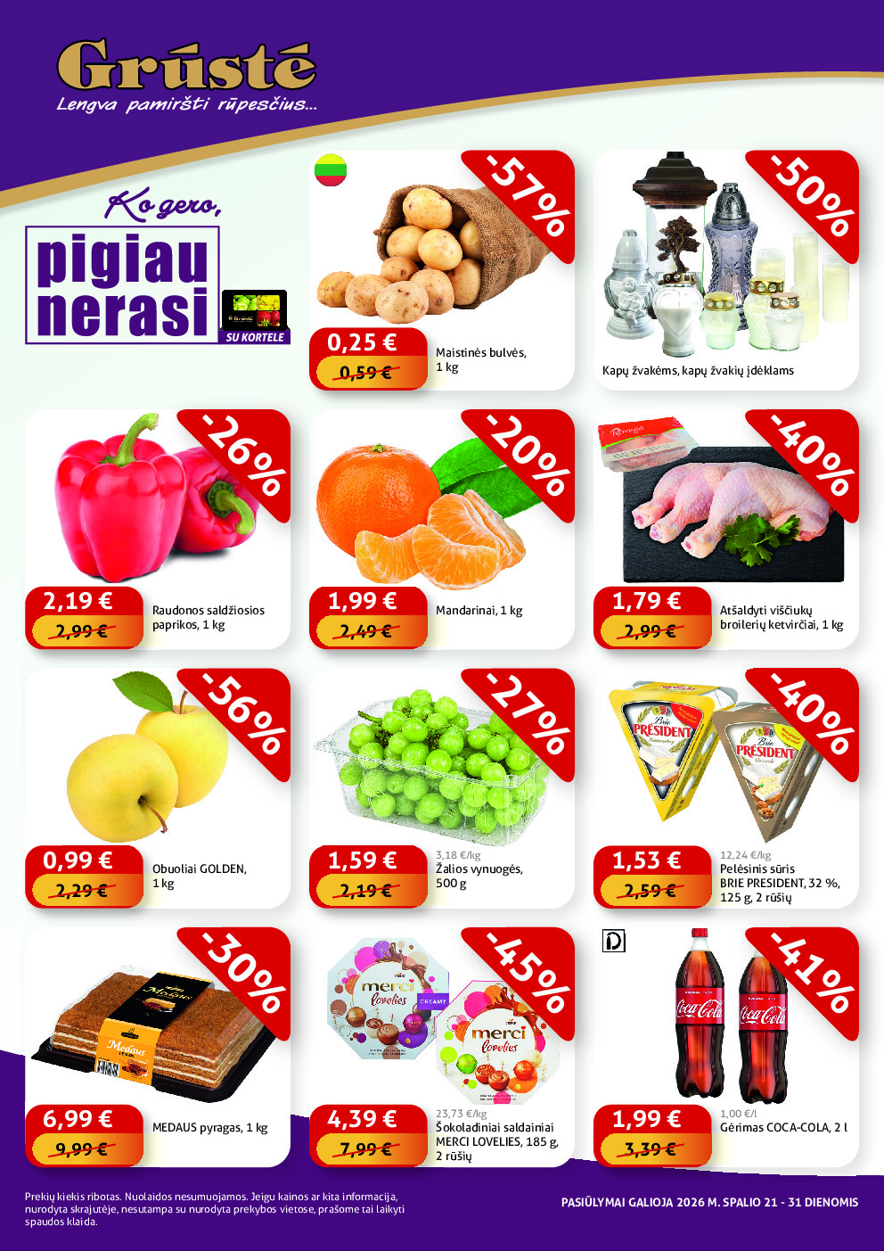 Pigiau Nerasi (2026-10-21 - 2026-10-31)