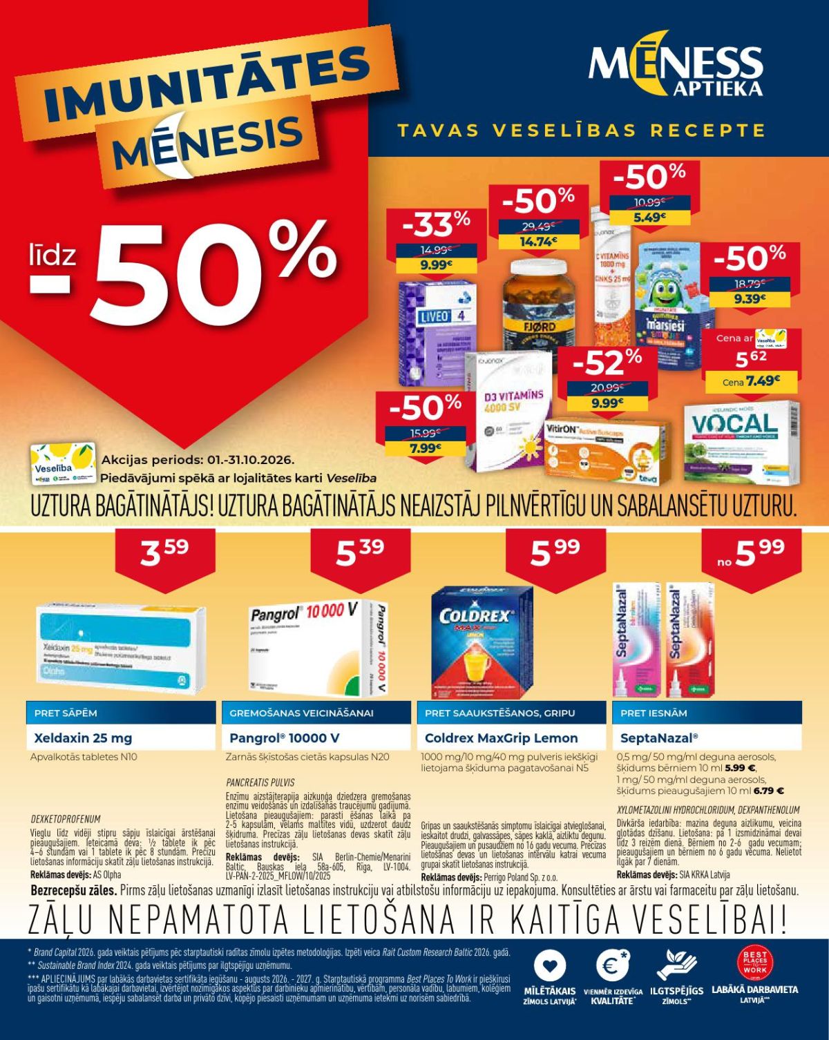 MĒNESS APTIEKA (01.10.2026 - 31.10.2026)