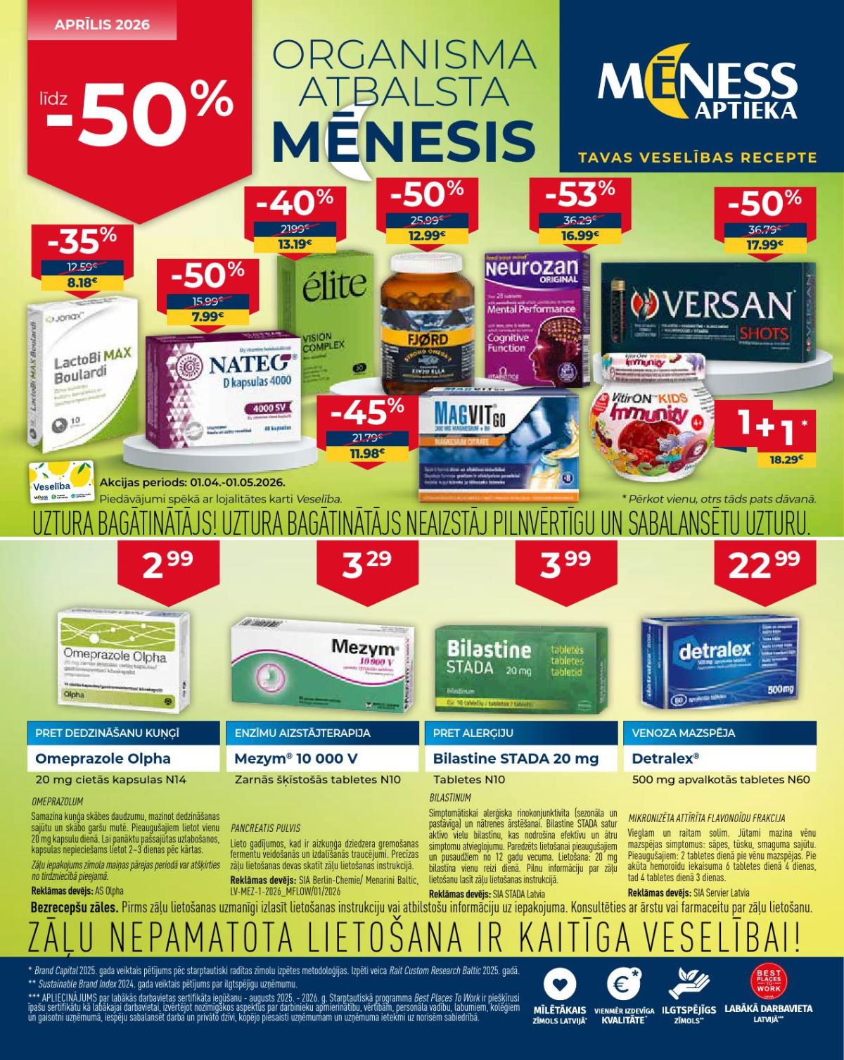 MĒNESS APTIEKA (01.04.2026 - 30.04.2026)
