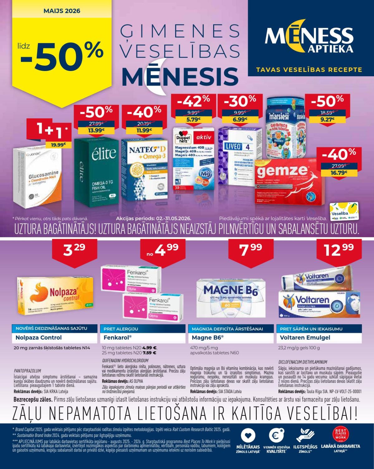 MĒNESS APTIEKA (01.05.2026 - 31.05.2026)