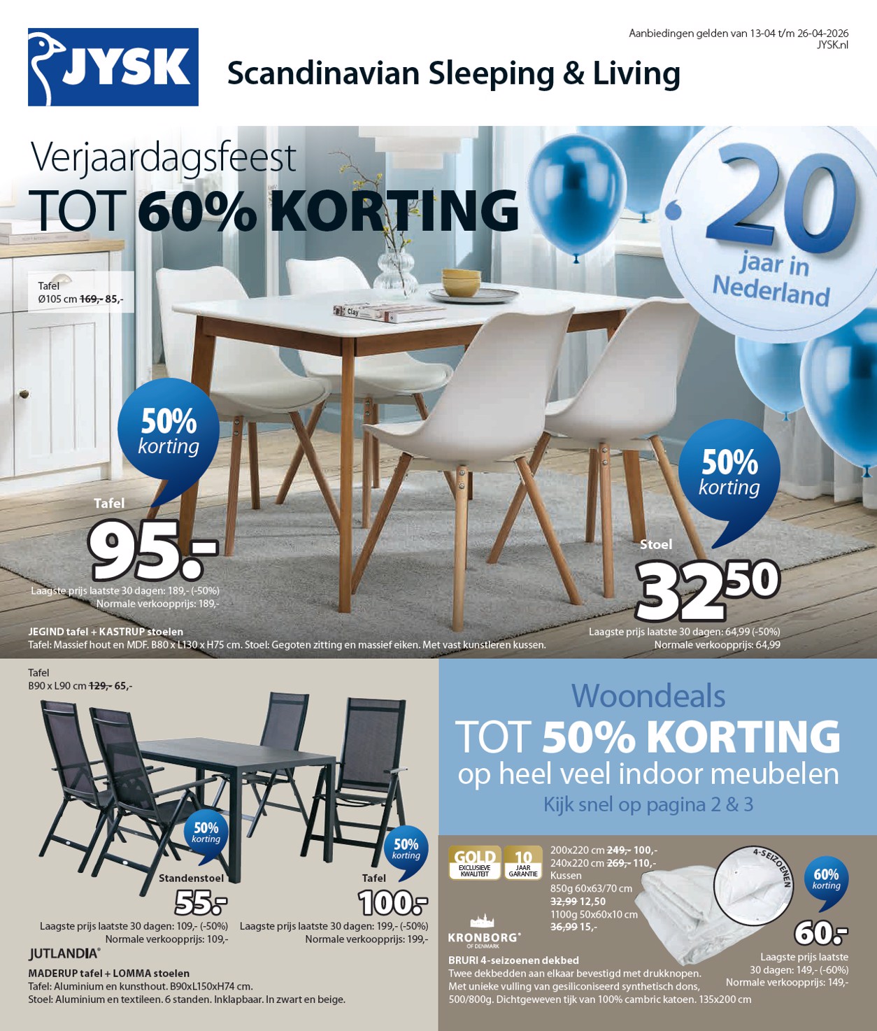 Huidige JYSK folder geldig van maandag 13-04-2026 tot zondag 26-04-2026