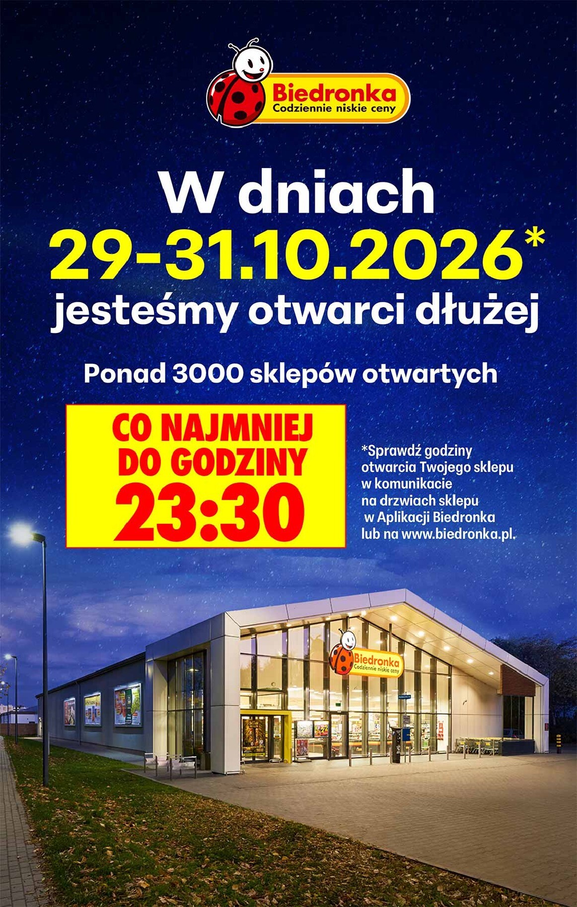 Aktualna gazetka Biedronka - Otwarci dłużej 29-31.10 ważna od 29.10.2026 do 31.10.2026