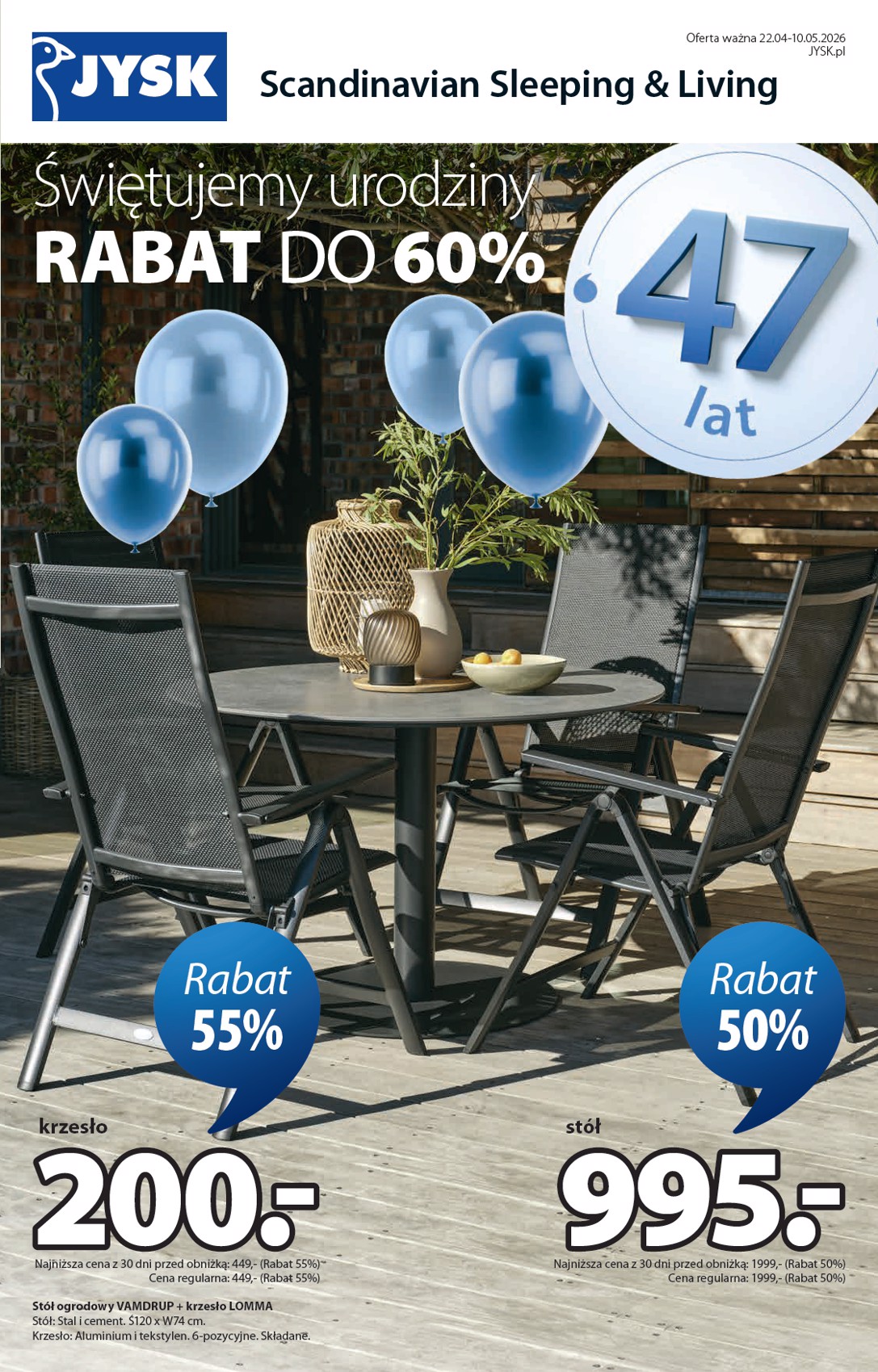 Aktualna gazetka JYSK ważna od 22.04.2026 do 10.05.2026