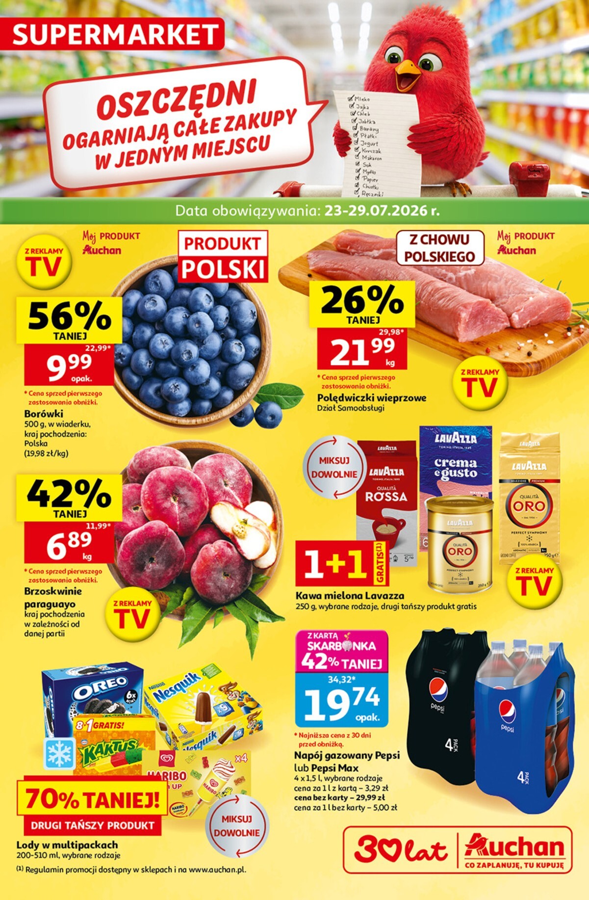Nowa gazetka Auchan - Gazetka 30 Lat Supermarket Auchan ważna od 23.07.2026 do 29.07.2026