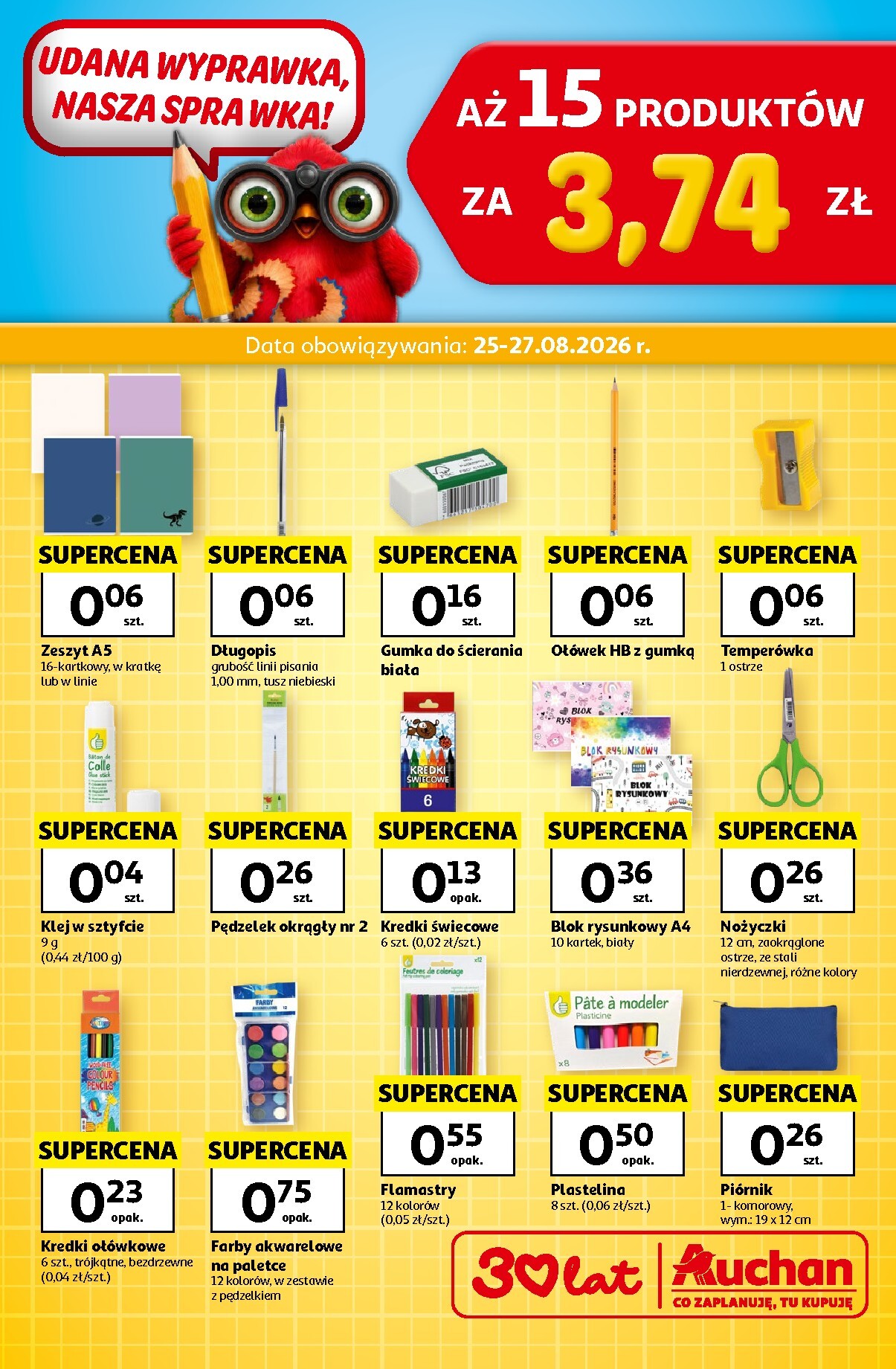 Aktualna gazetka Auchan - Gazetka Wyprawka Hipermarket Auchan ważna od 25.08.2026 do 27.08.2026