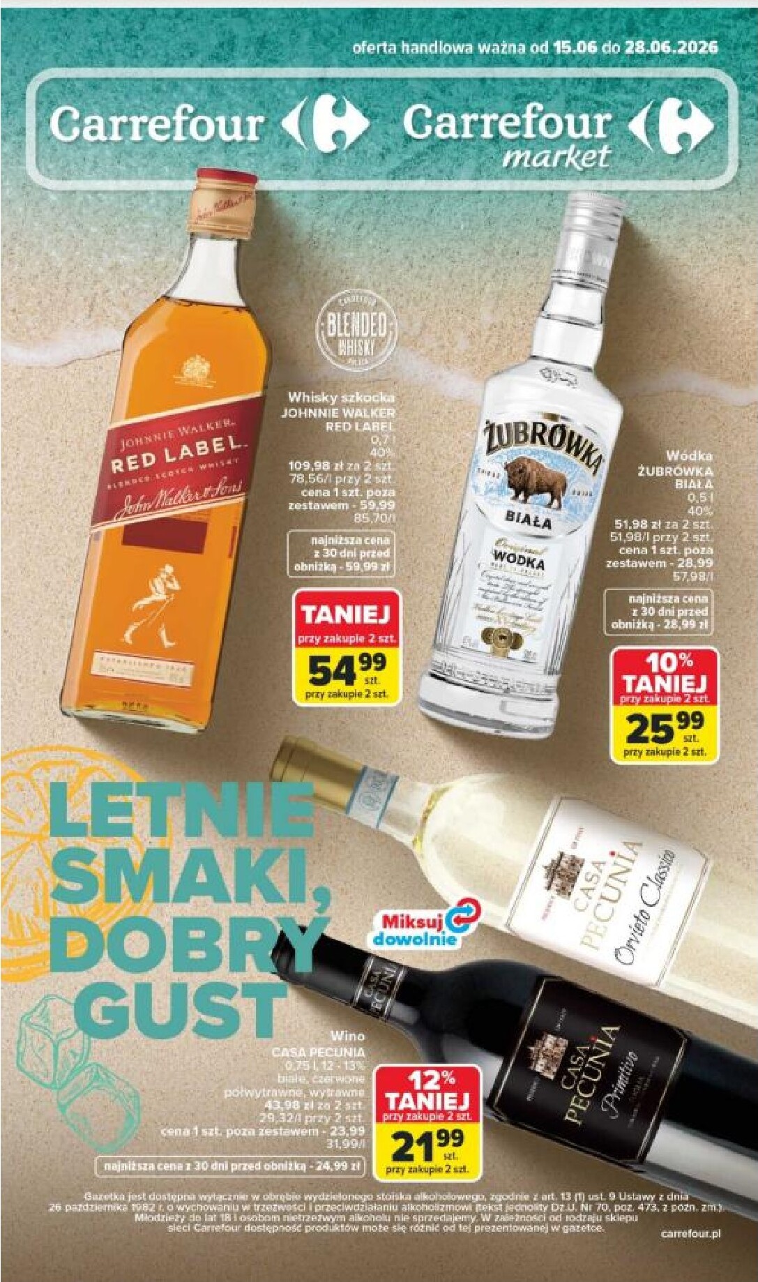 Aktualna gazetka Carrefour - Alkohole ważna od 15.06.2026 do 28.06.2026