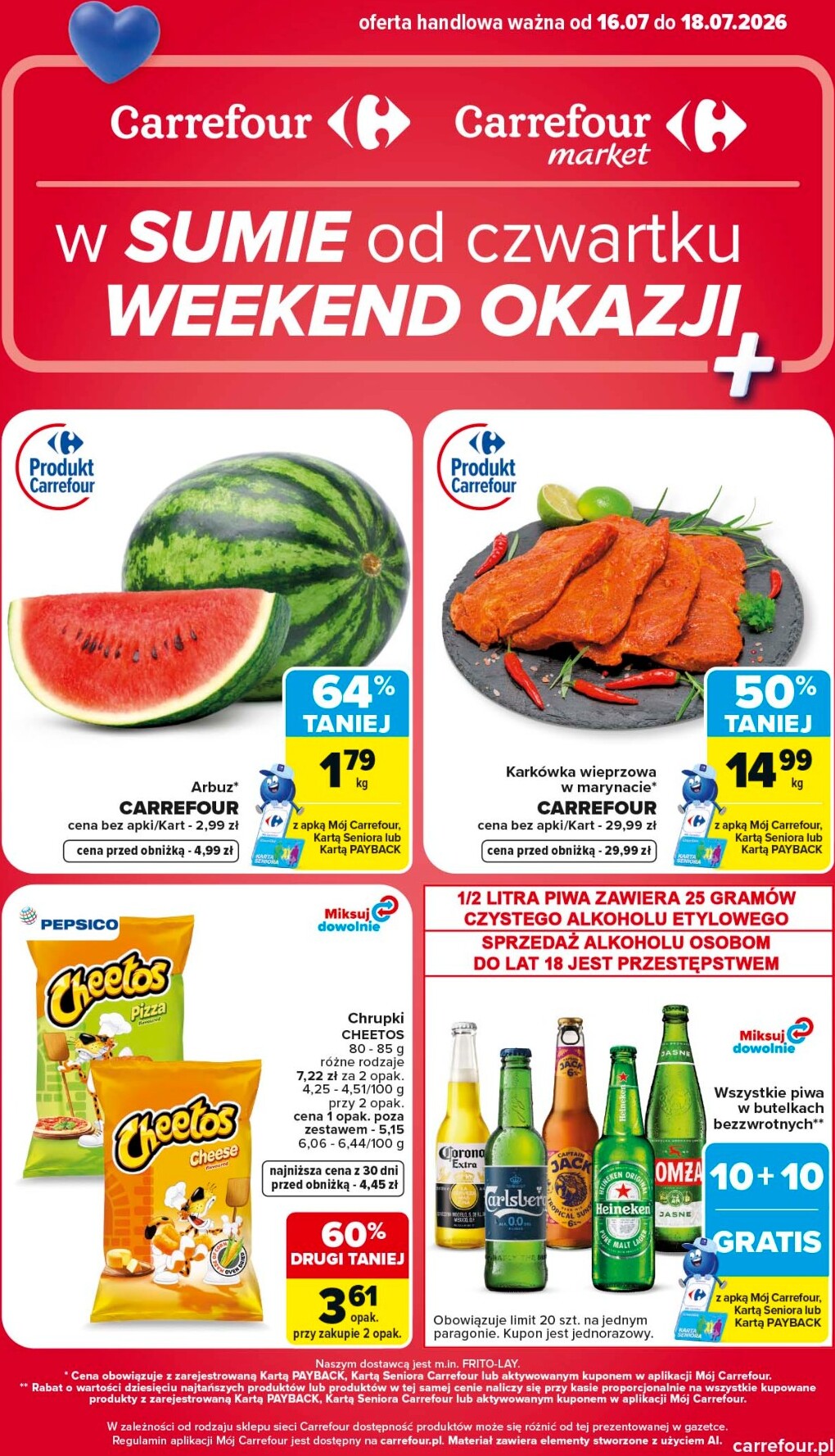 Aktualna gazetka Carrefour - Weekend promek już od czwartku ważna od 16.07.2026 do 18.07.2026