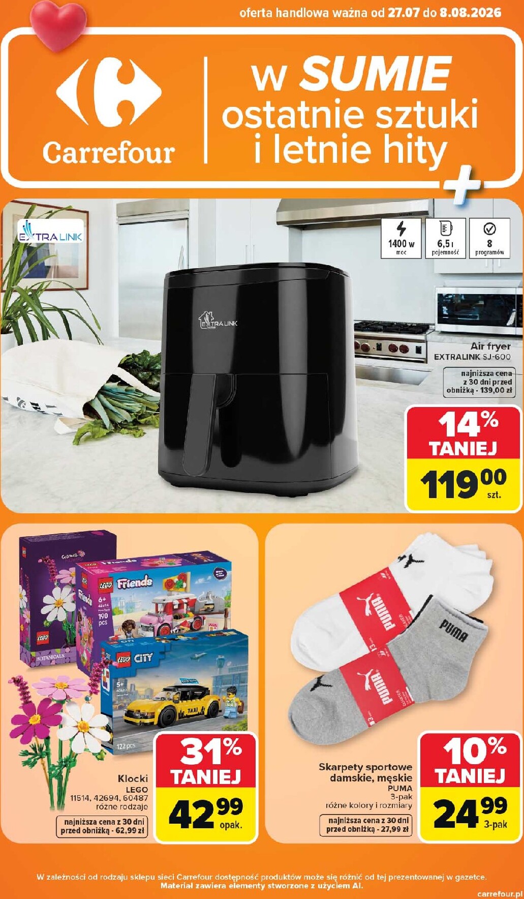 Nowa gazetka Carrefour - W sumie ostatnie sztuki i letnie hity ważna od 27.07.2026 do 08.08.2026