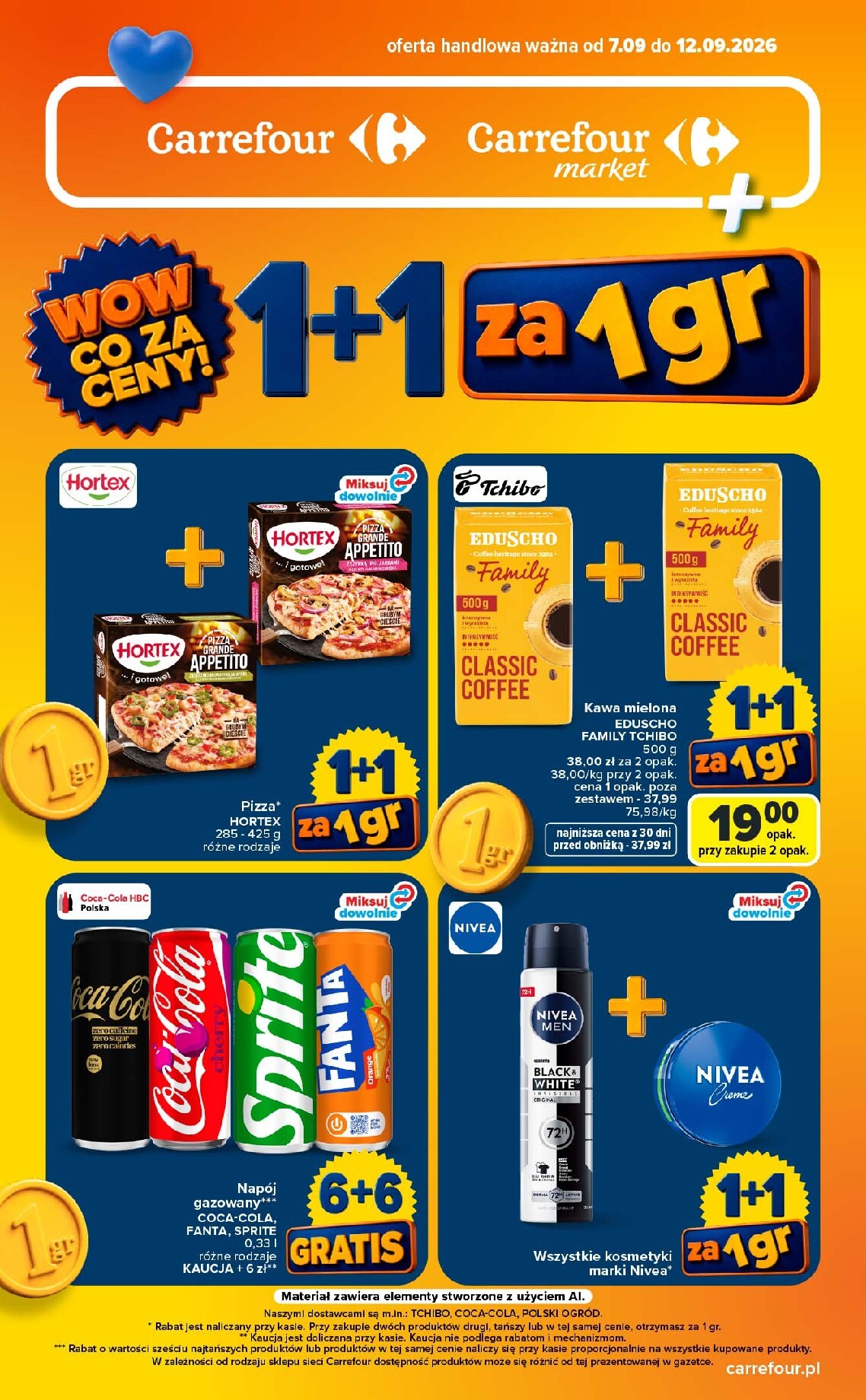 Nowa gazetka Carrefour - 1+1 za 1gr ważna od 07.09.2026 do 12.09.2026