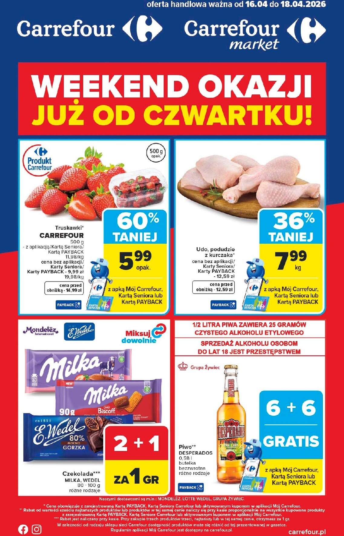 Aktualna gazetka Carrefour - Weekend promek już od czwartku ważna od 16.04.2026 do 18.04.2026