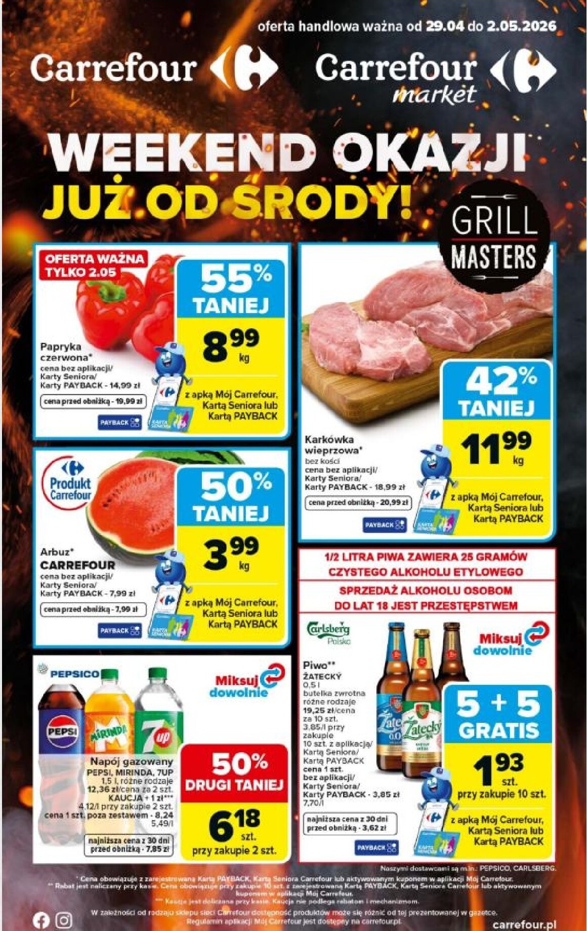 Aktualna gazetka Carrefour - Weekend promek już od srody ważna od 29.04.2026 do 02.05.2026