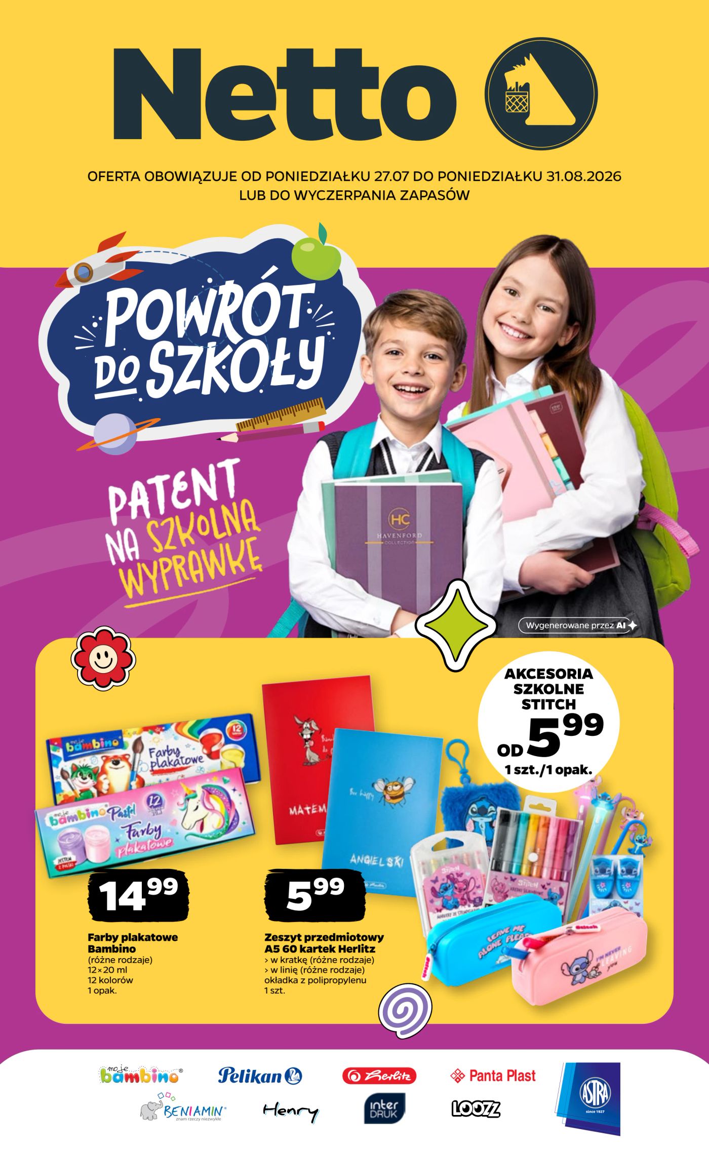Aktualna gazetka Netto - Powrót do szkoly ważna od 27.07.2026 do 31.08.2026