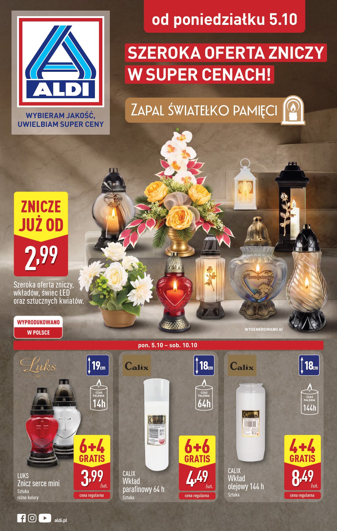 Nowa gazetka ALDI - Znicze i stroiki ważna od 05.10.2026 do 10.10.2026