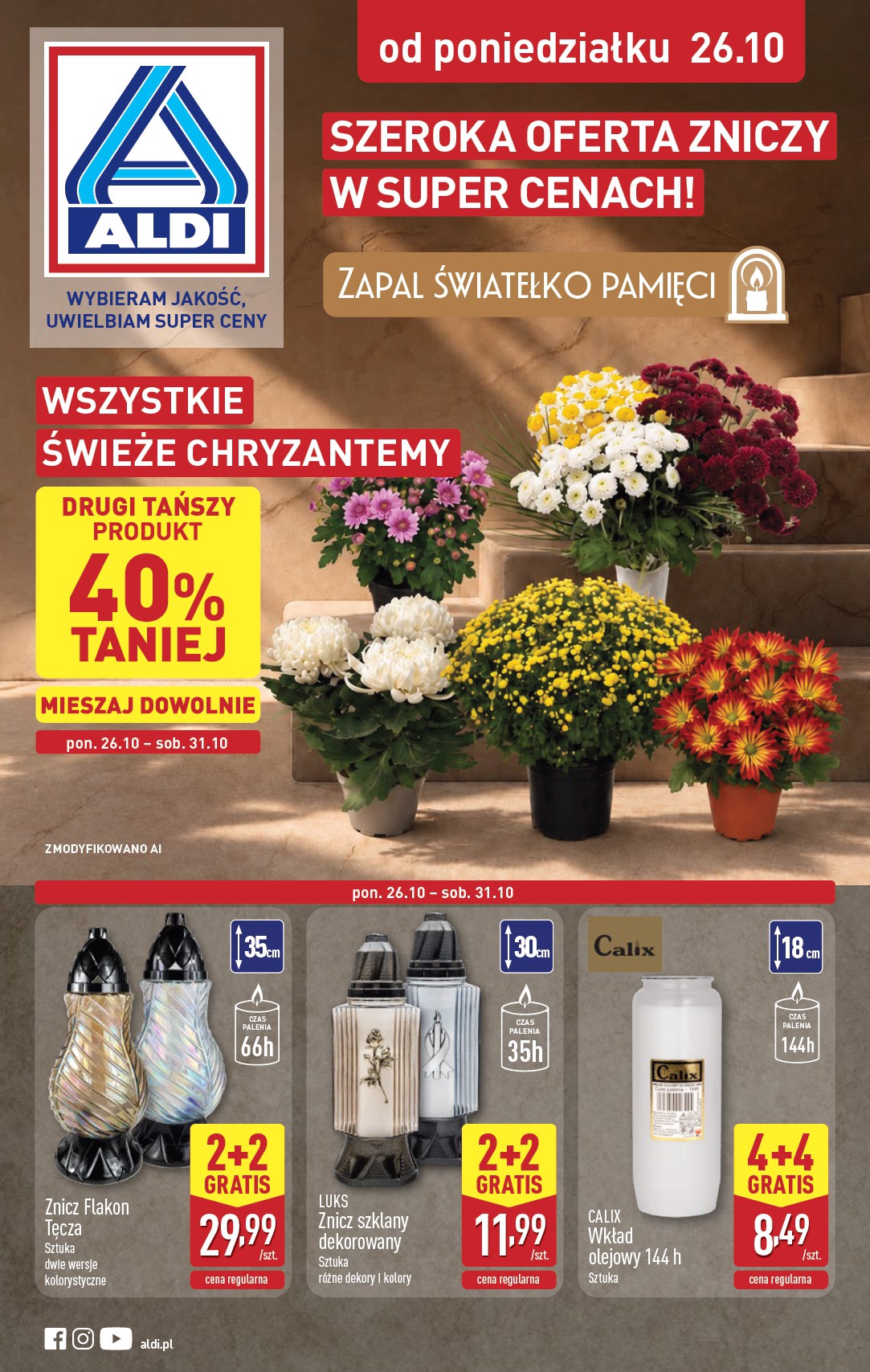 Nowa gazetka ALDI - Znicze i stroiki ważna od 26.10.2026 do 31.10.2026