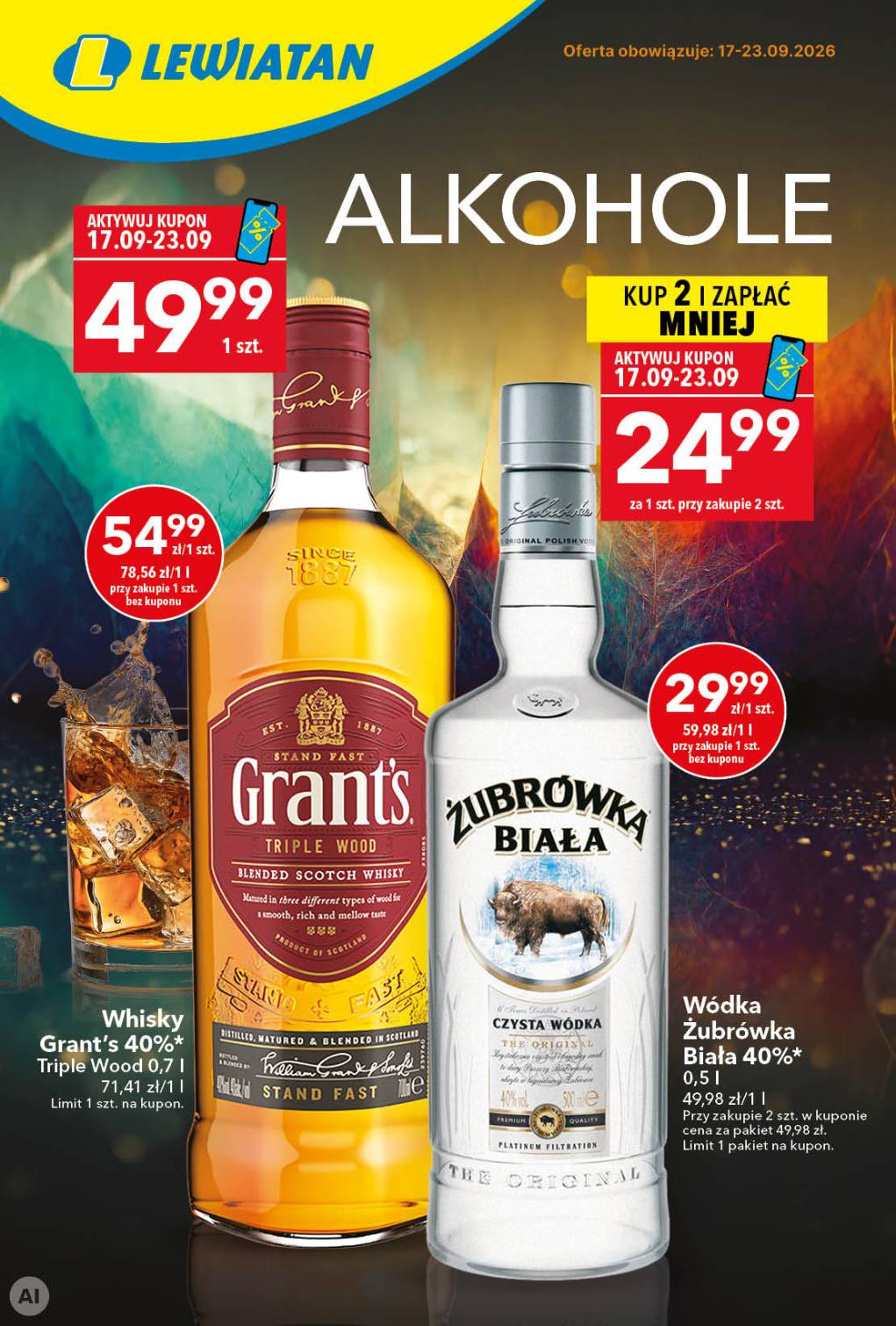 Aktualna gazetka Lewiatan - Alkohole ważna od 17.09.2026 do 23.09.2026