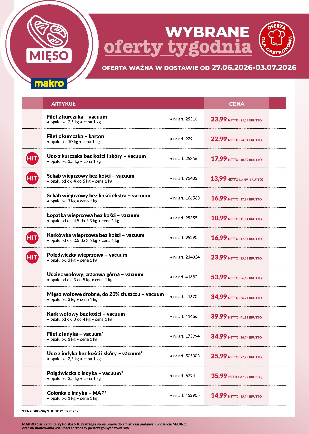 Aktualna gazetka Makro - Ulotka mięso - wybrane oferty tygodnia w dostawie ważna od 27.06.2026 do 03.07.2026