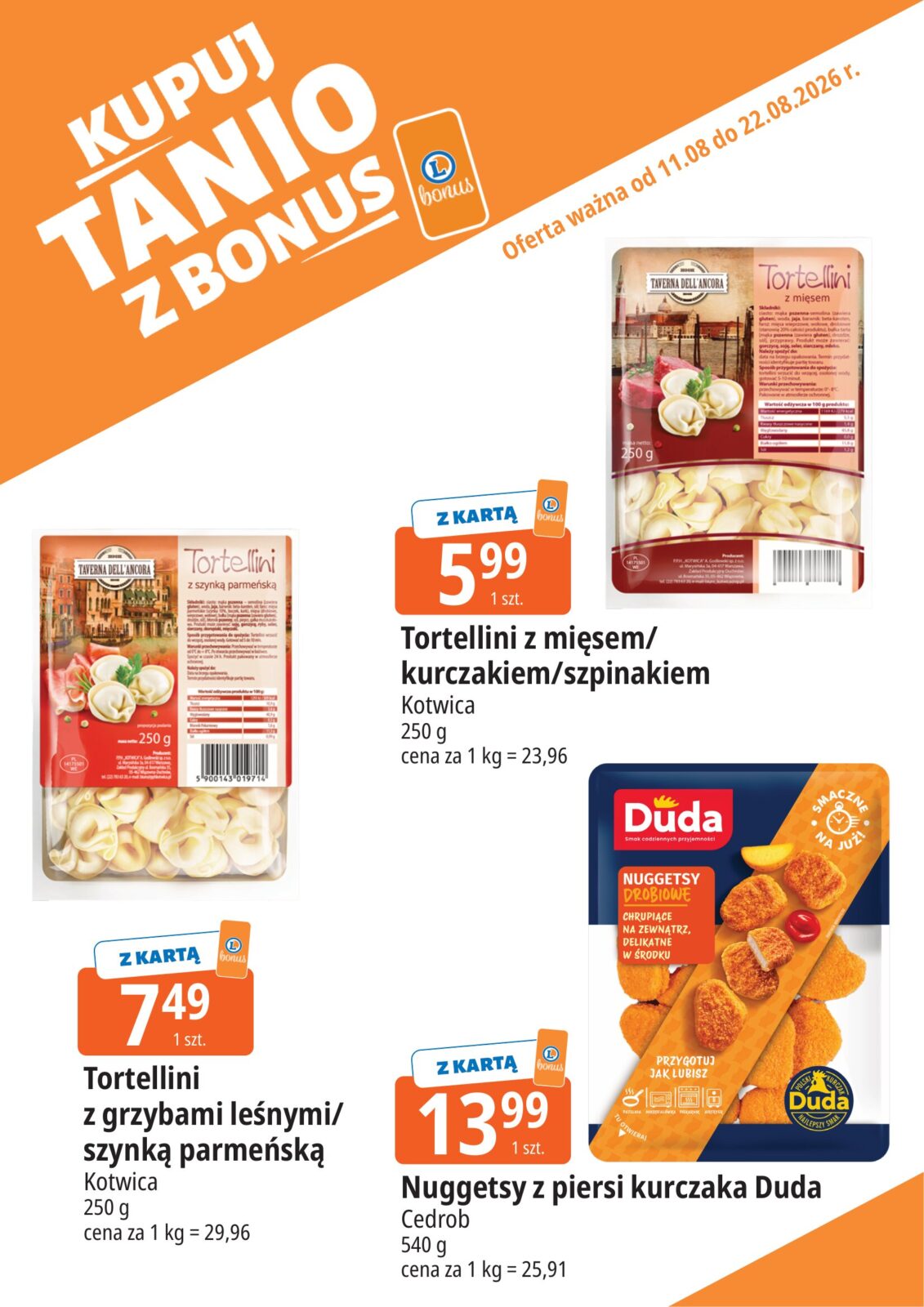 Aktualna gazetka E.Leclerc - Kupuj tanio z bonus ważna od 11.08.2026 do 22.08.2026
