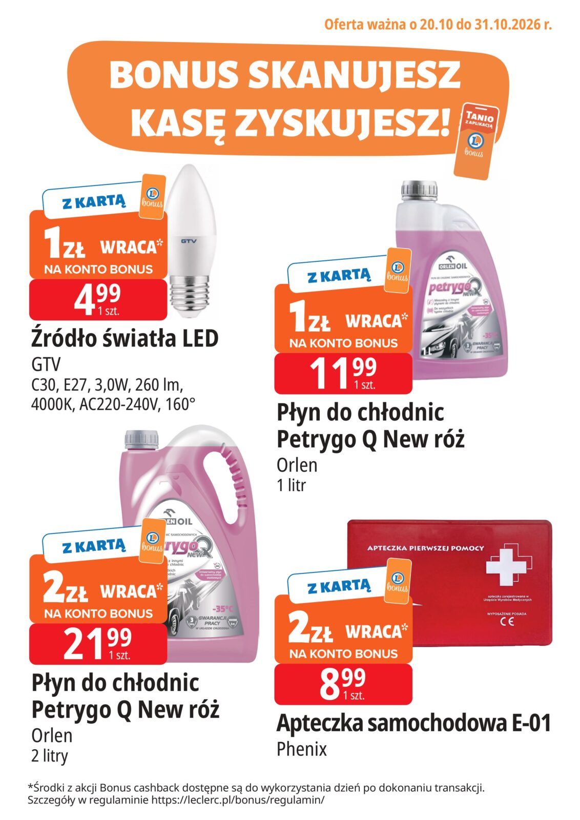 Nowa gazetka E.Leclerc - Bonus skanujesz kasę zyskujesz! ważna od 20.10.2026 do 31.10.2026