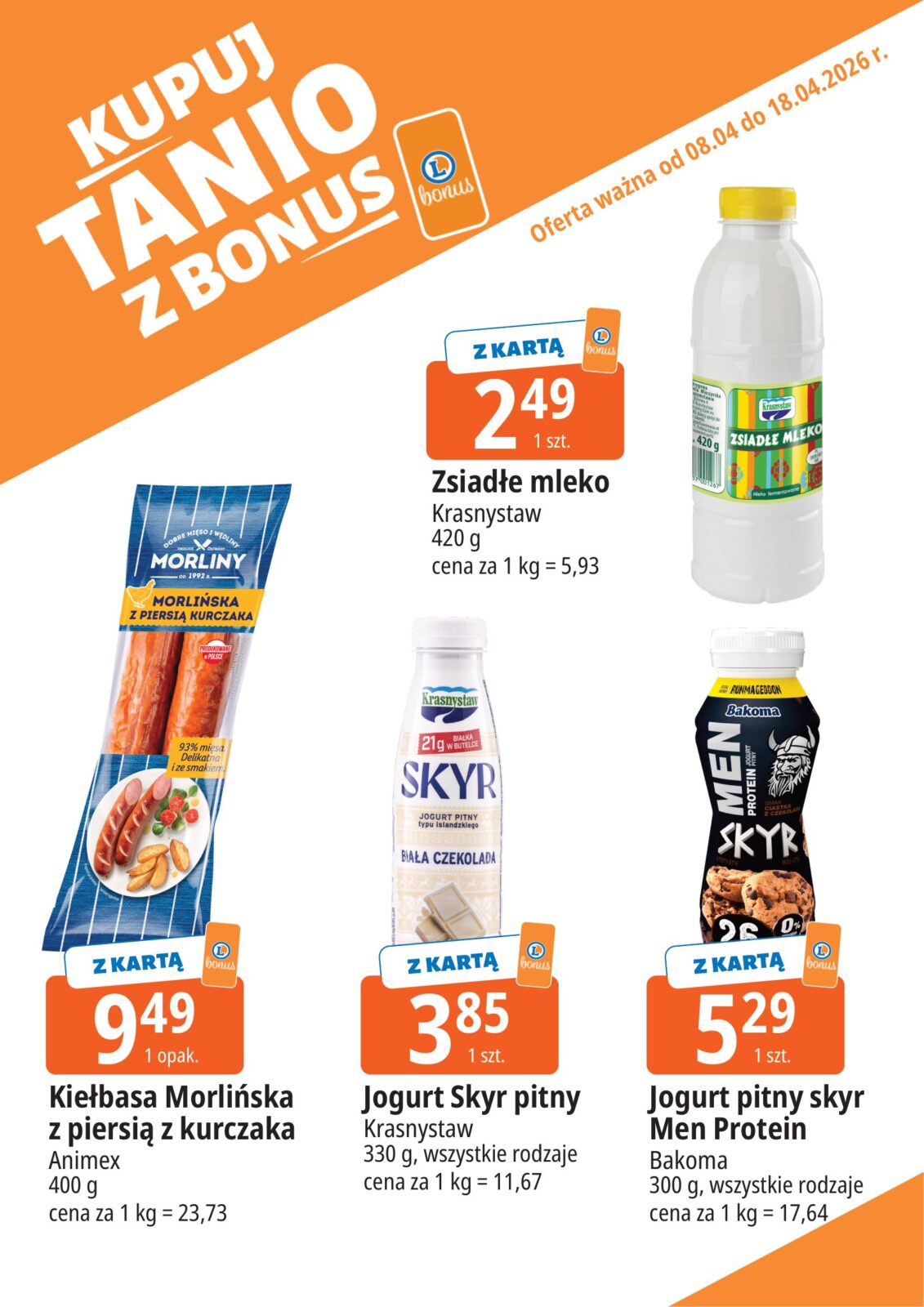 Aktualna gazetka E.Leclerc - Kupuj tanio z bonus ważna od 08.04.2026 do 18.04.2026