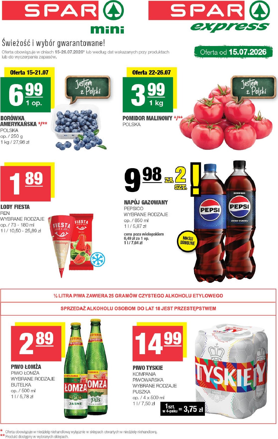 Nowa gazetka SPAR - MINI | SPAR – świeżość i wybór gwarantowane ważna od 15.07.2026 do 21.07.2026
