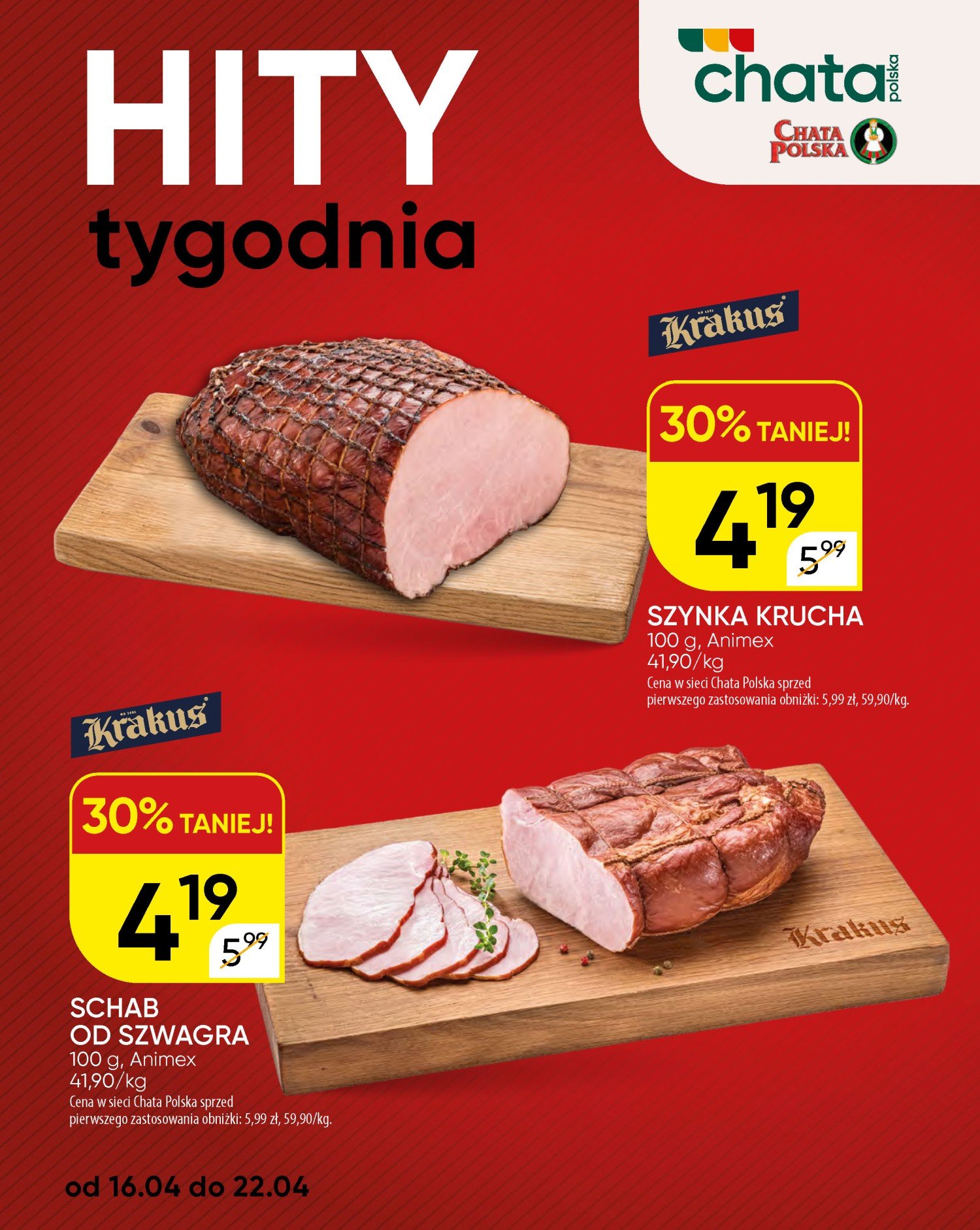 Aktualna gazetka Chata Polska - Hity tygodnia ważna od 16.04.2026 do 22.04.2026