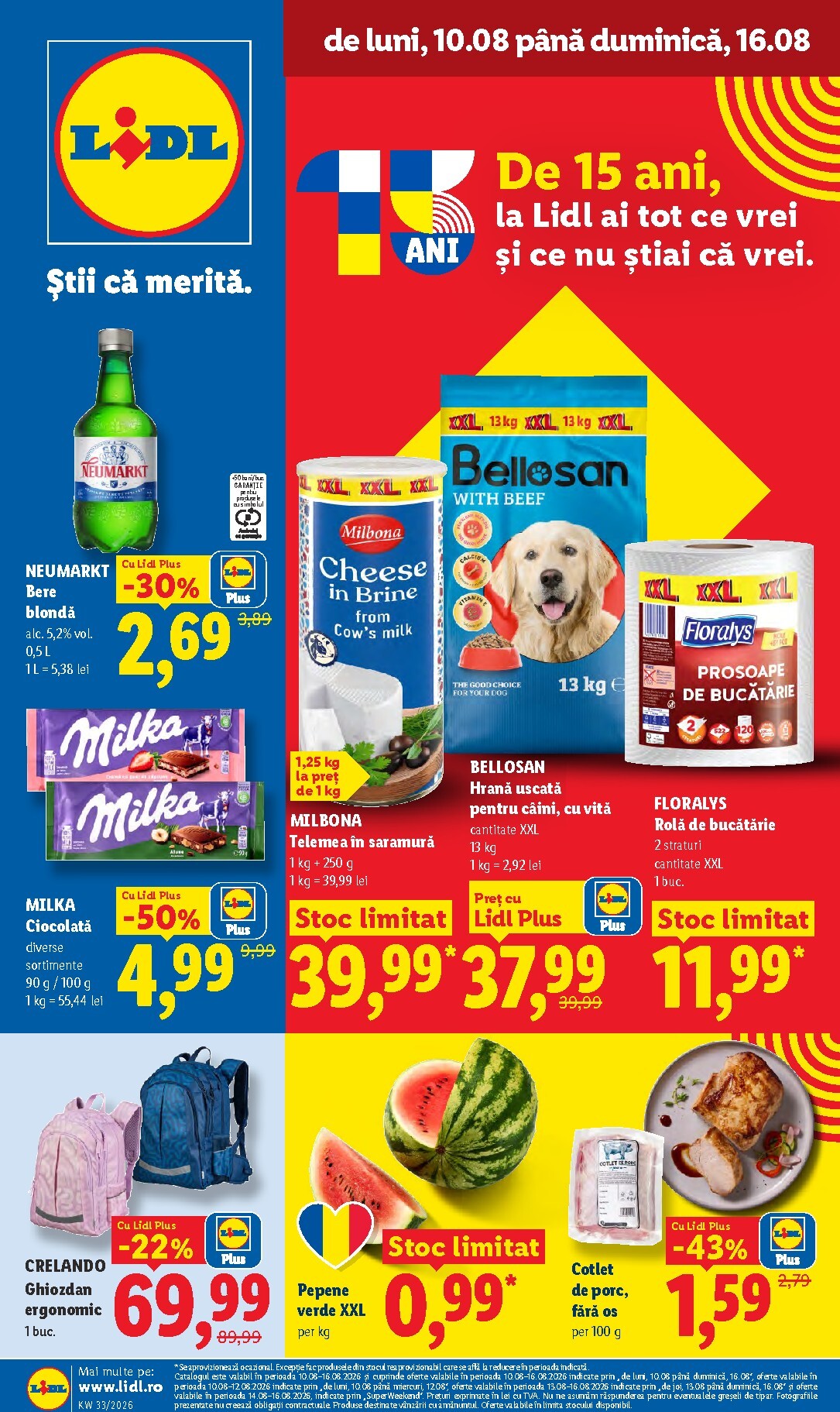 Lidl pliante pentru săptămâna viitoare de la luni 10.08.2026 până la duminică 16.08.2026