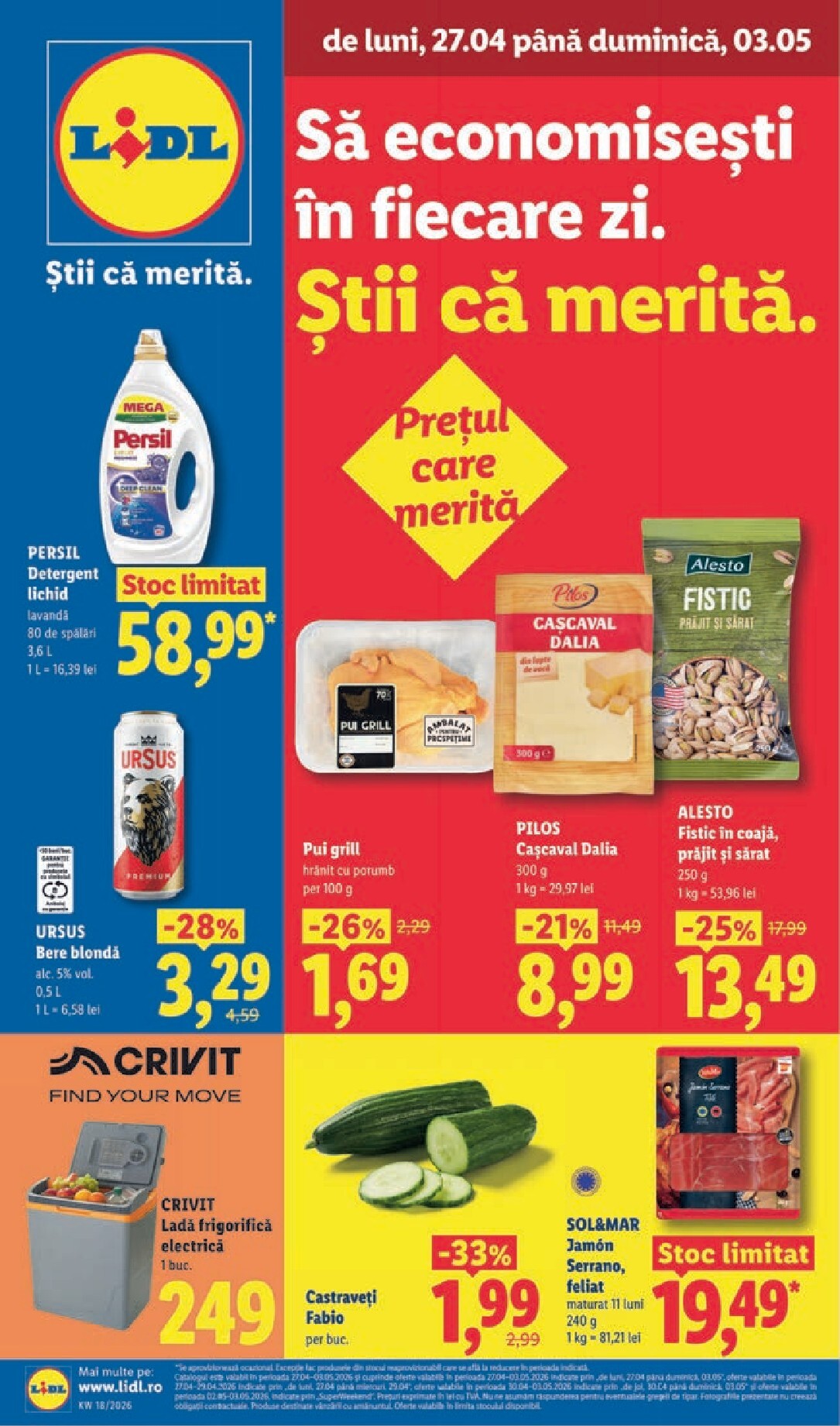 Lidl pliante pentru săptămâna viitoare de la luni 27.04.2026 până la duminică 03.05.2026