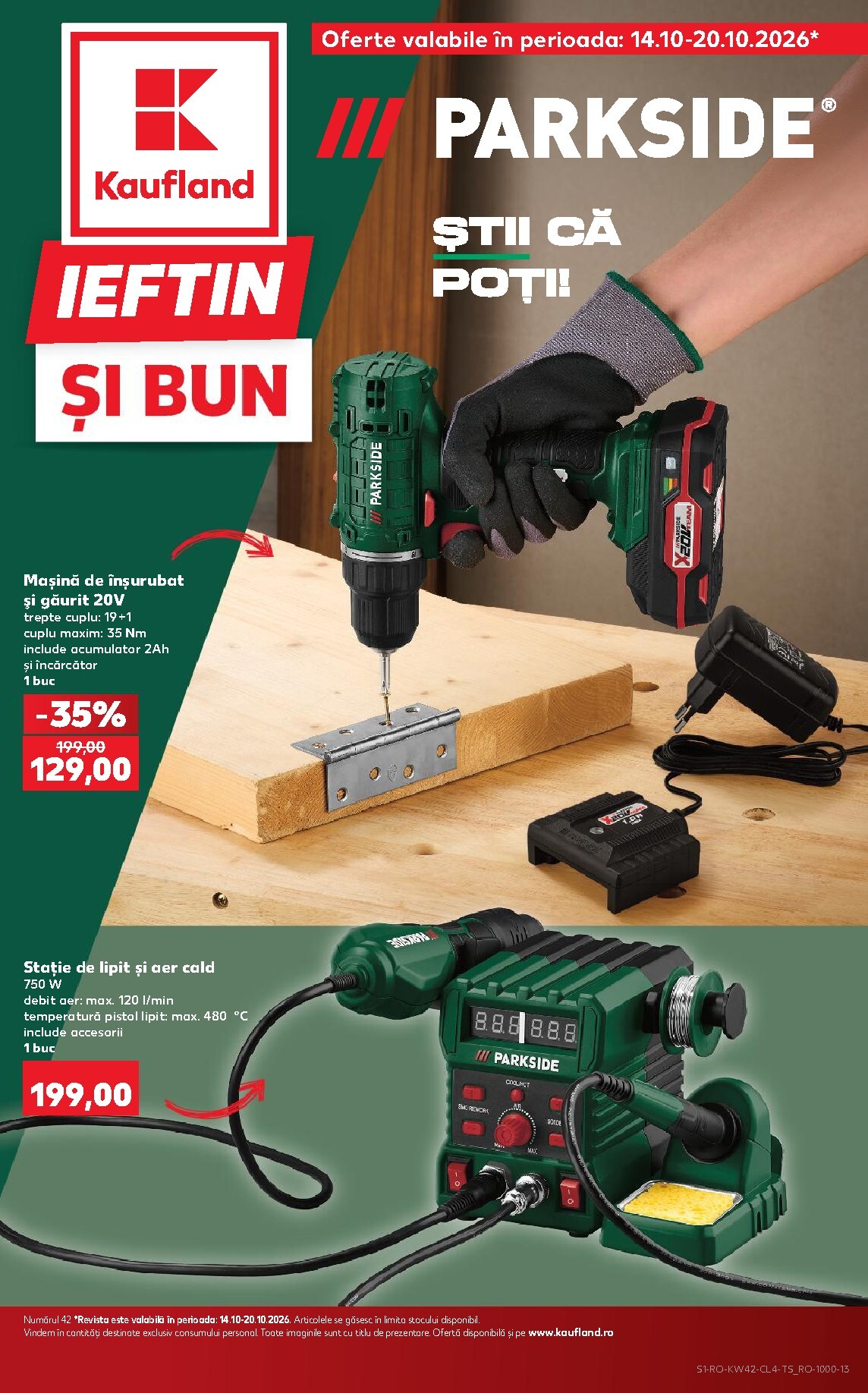 Kaufland - Parkside pliante pentru săptămâna viitoare de la miercuri 14.10.2026 până la marți 20.10.2026
