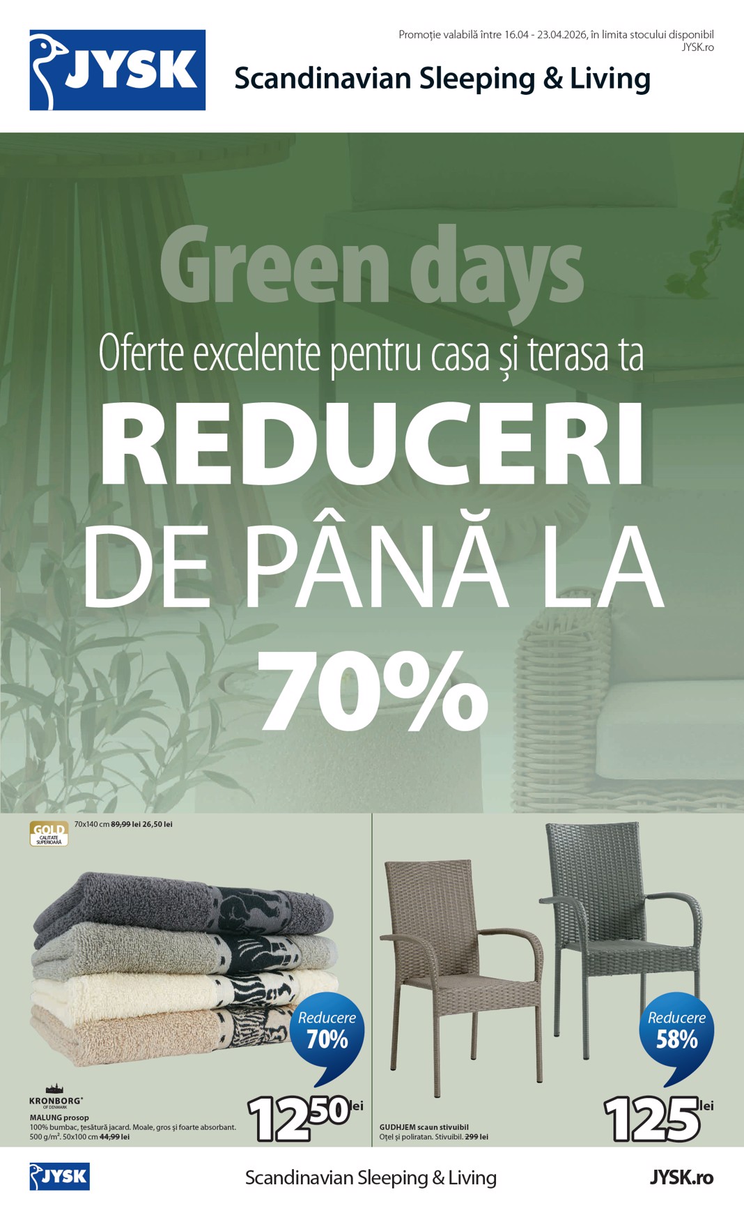 Brosura JYSK valabilă de la joi 16.04.2026 până la joi 23.04.2026