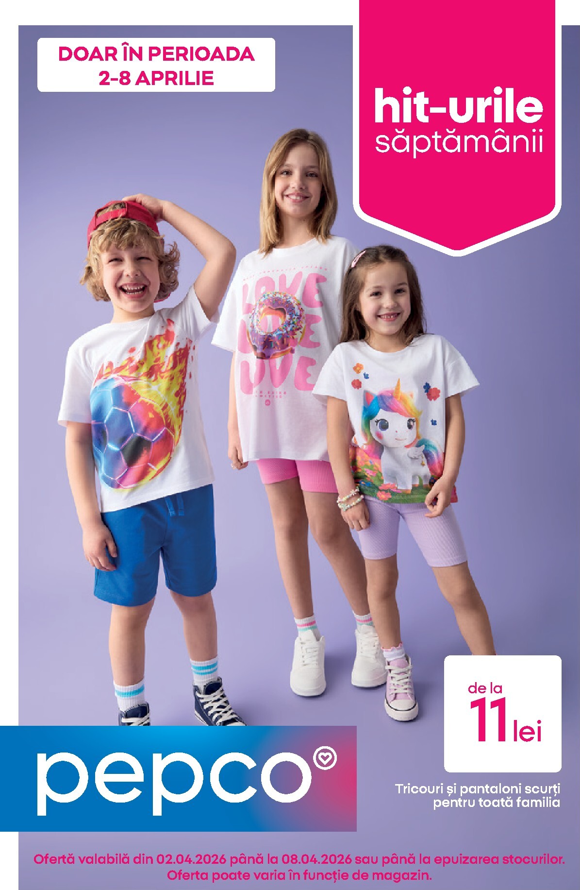 Catalog Pepco - Tricouri și pantaloni scurți online – oferte valabile din 02.04.2026