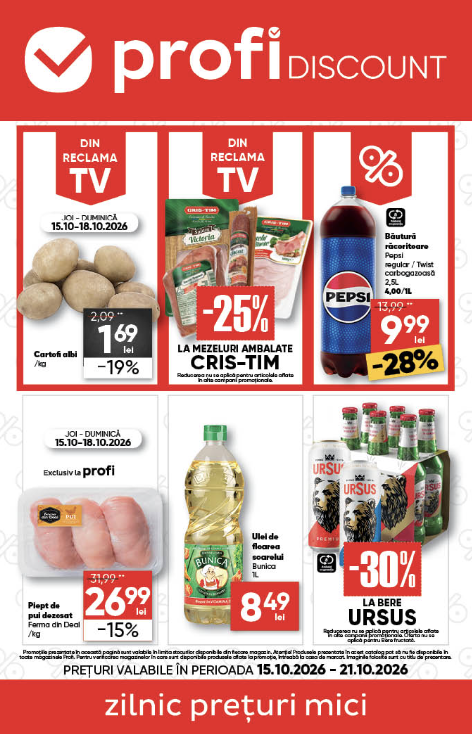 Brosura PROFI Discount valabilă de la joi 15.10.2026 până la miercuri 21.10.2026