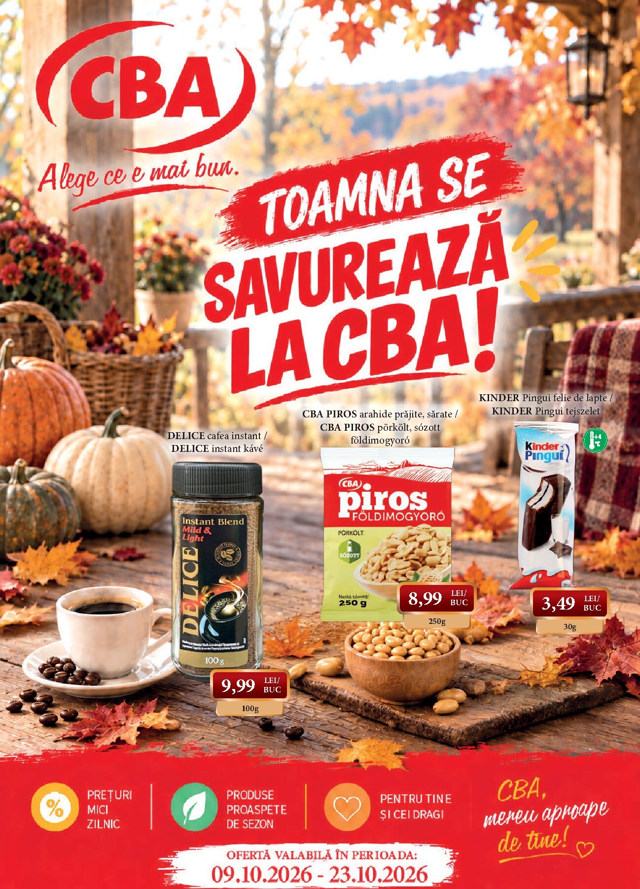 CBA - Octombrie pliante pentru săptămâna viitoare de la vineri 09.10.2026 până la vineri 23.10.2026