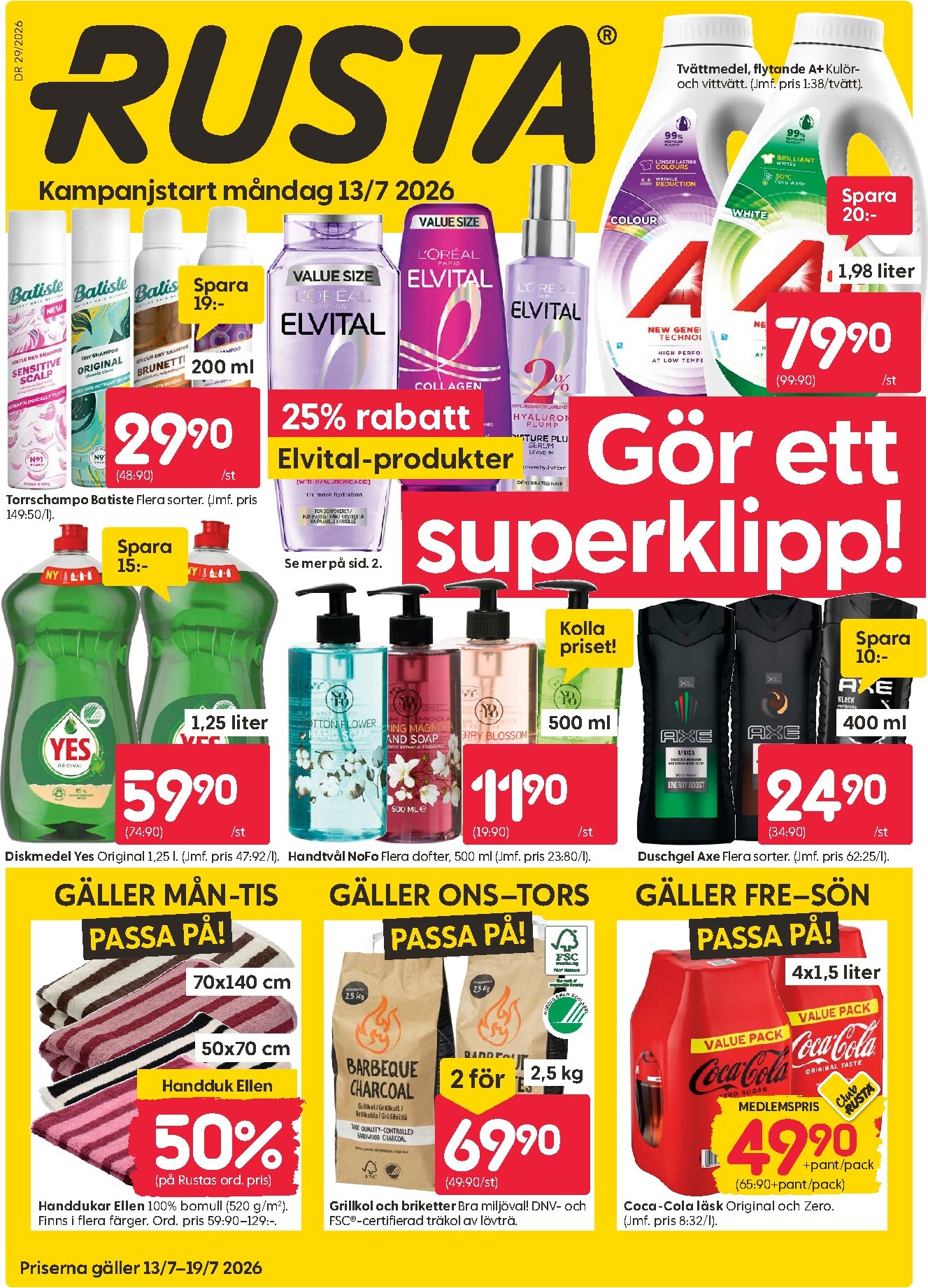 Aktuellt Rusta reklamblad från måndag, 13/07/2026 till fredag, 31/07/2026