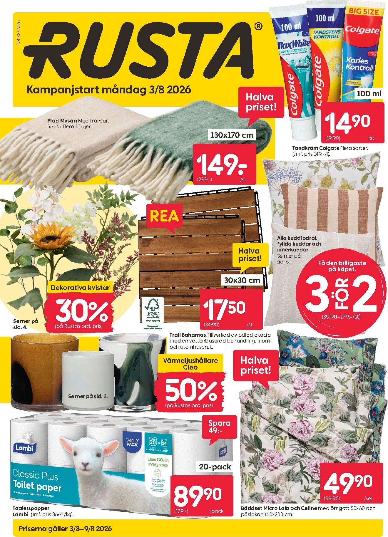 Aktuellt Rusta reklamblad från måndag, 03/08/2026 till söndag, 09/08/2026