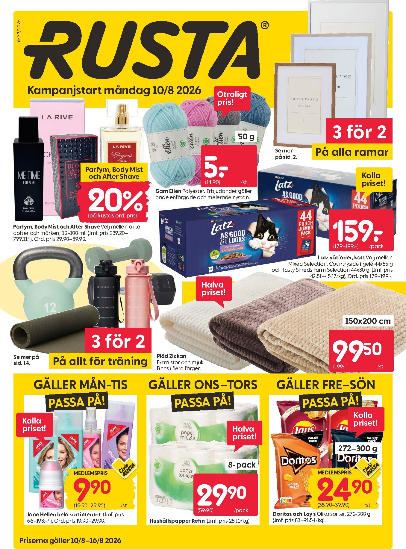 Aktuellt Rusta reklamblad från måndag, 10/08/2026 till söndag, 16/08/2026