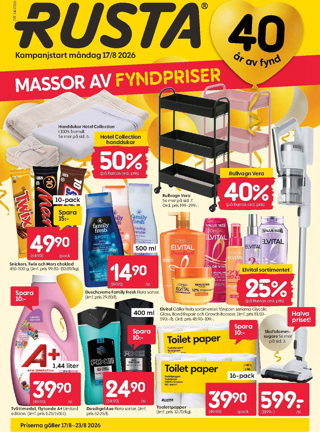 Aktuellt Rusta reklamblad från måndag, 17/08/2026 till söndag, 23/08/2026