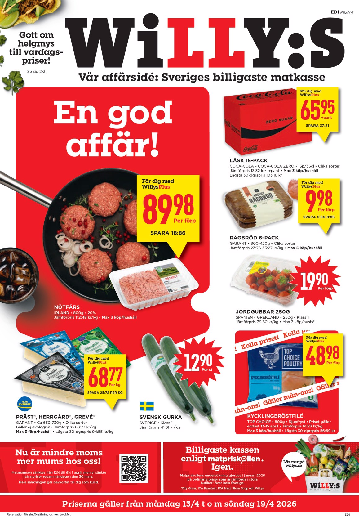Aktuellt Willy's reklamblad giltigt från måndag 13/04/2026 till söndag 19/04/2026