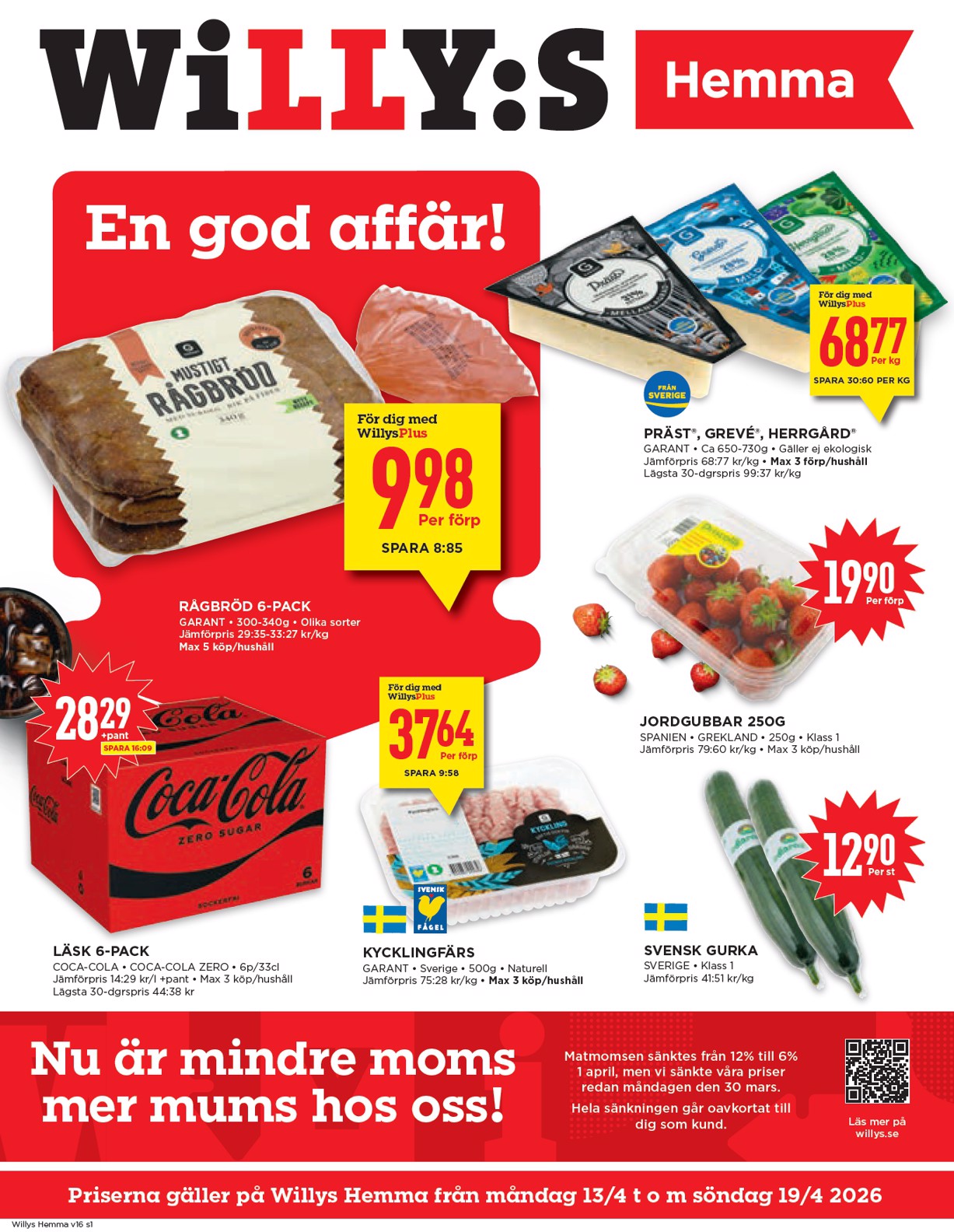 Aktuellt Willy's - Hemma reklamblad giltigt från måndag 13/04/2026 till söndag 19/04/2026