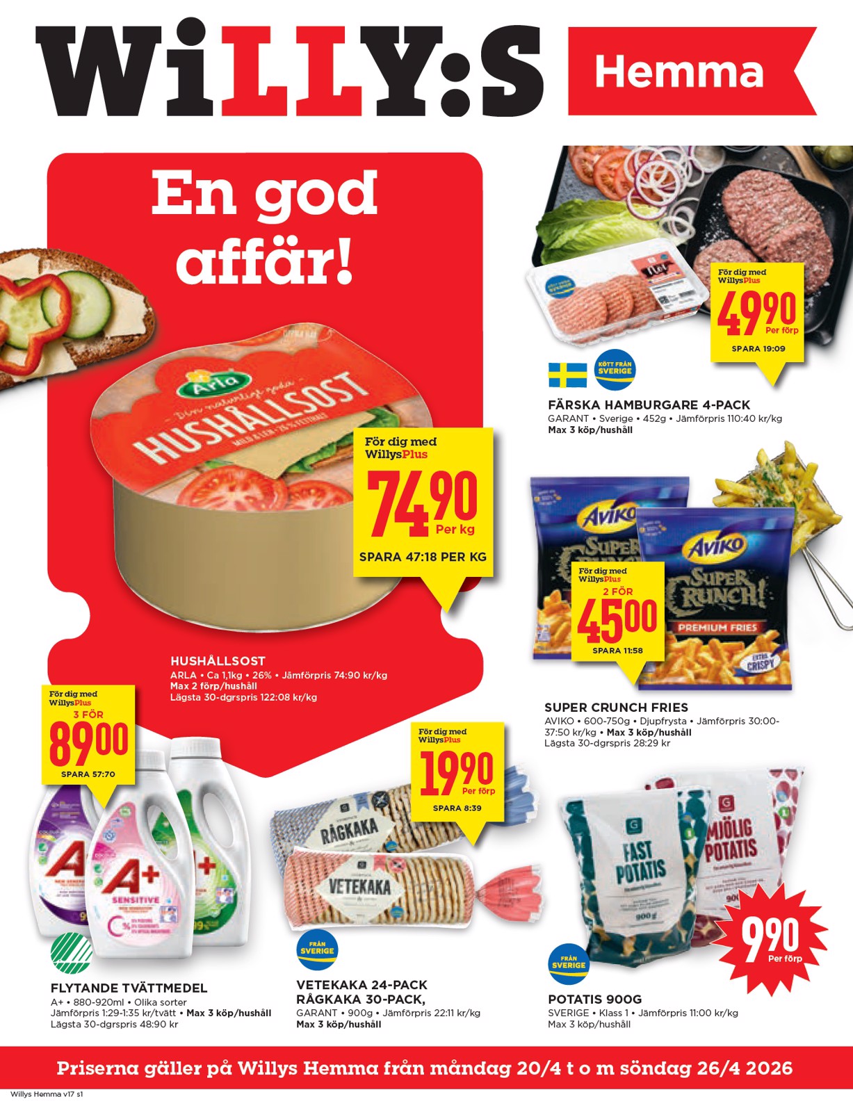 Aktuellt Willy's - Hemma reklamblad giltigt från måndag 20/04/2026 till söndag 26/04/2026