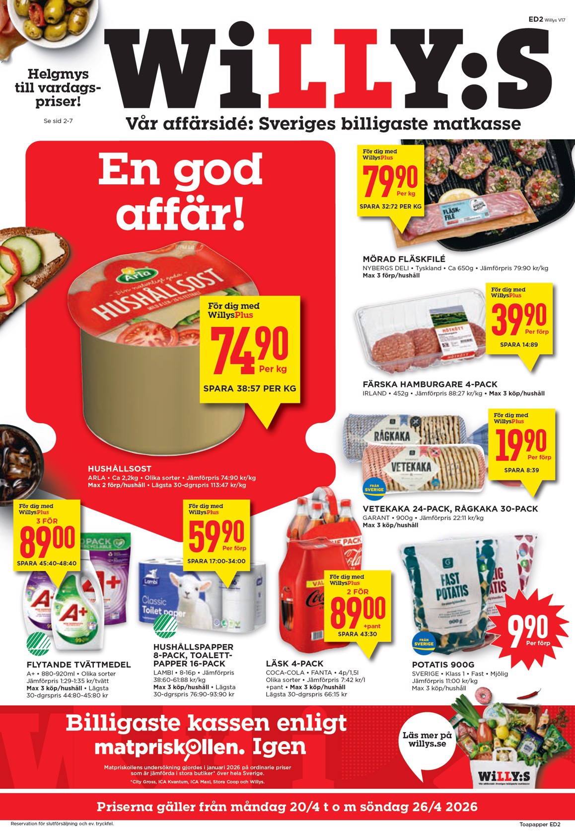 Aktuellt Willy's reklamblad giltigt från måndag 20/04/2026 till söndag 26/04/2026