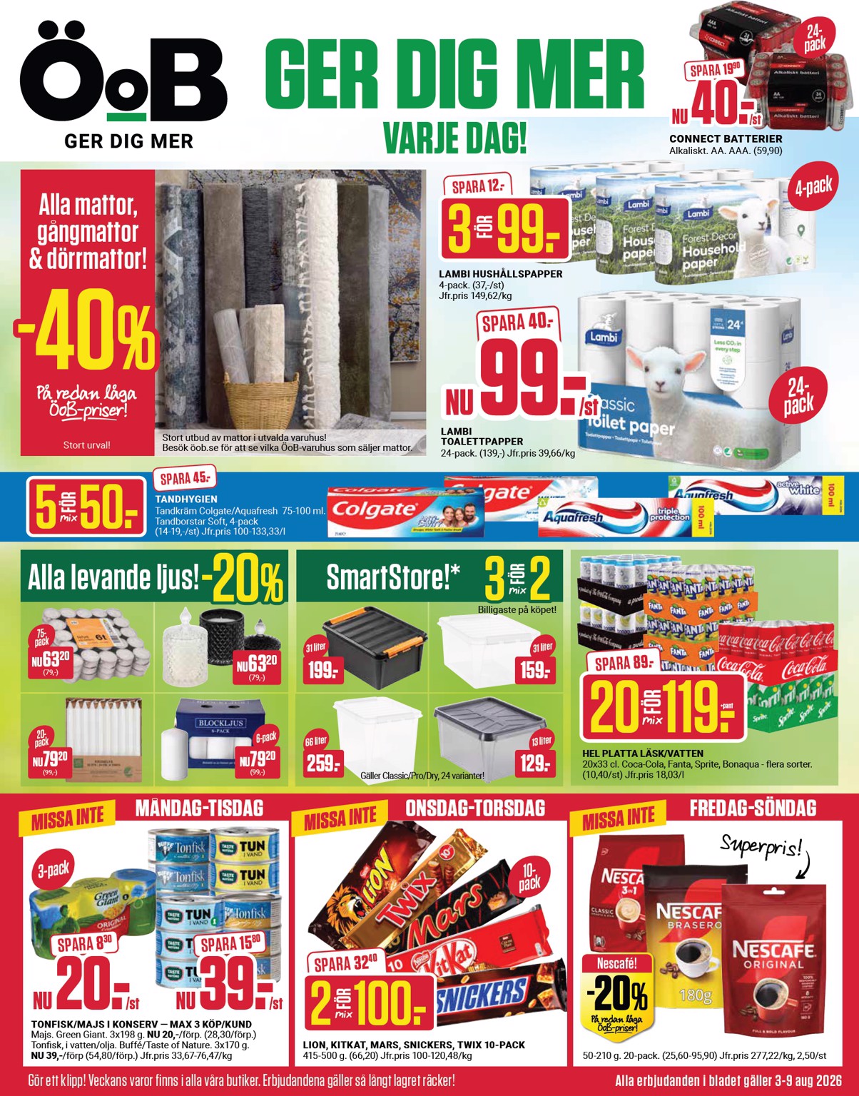 Aktuellt ÖoB reklamblad från måndag, 03/08/2026 till söndag, 09/08/2026