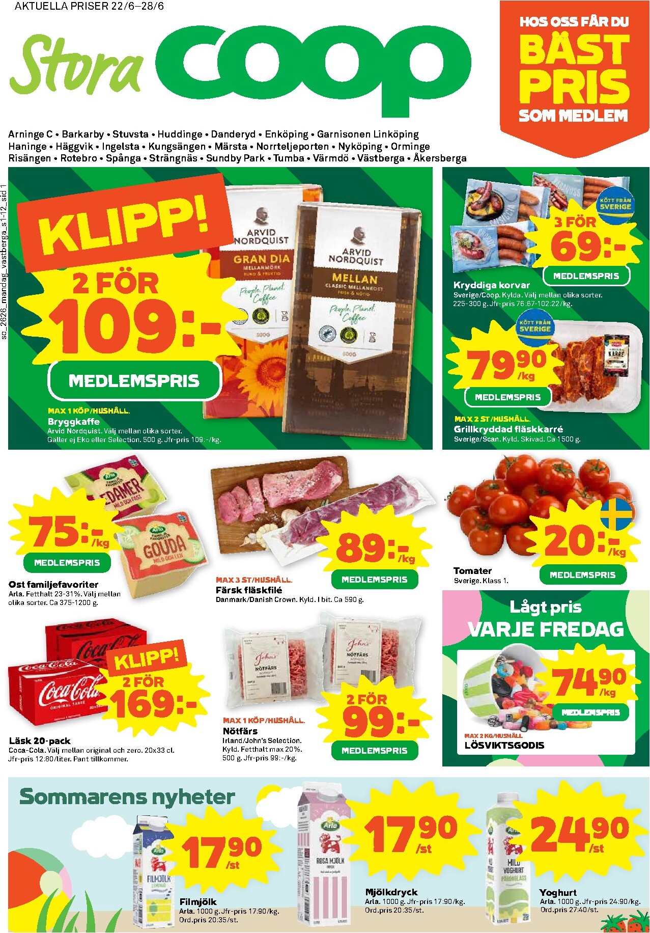 Nytt Stora Coop reklamblad från måndag, 22/06/2026 till söndag, 28/06/2026