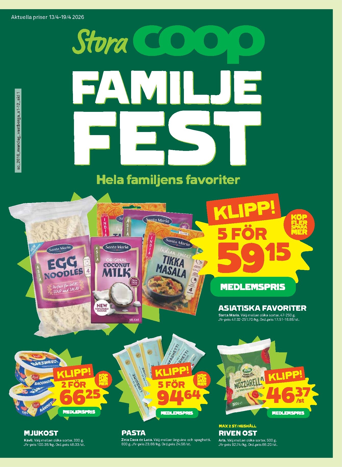 Stora Coop reklamblad för nästa vecka från måndag 13/04/2026 till söndag 19/04/2026