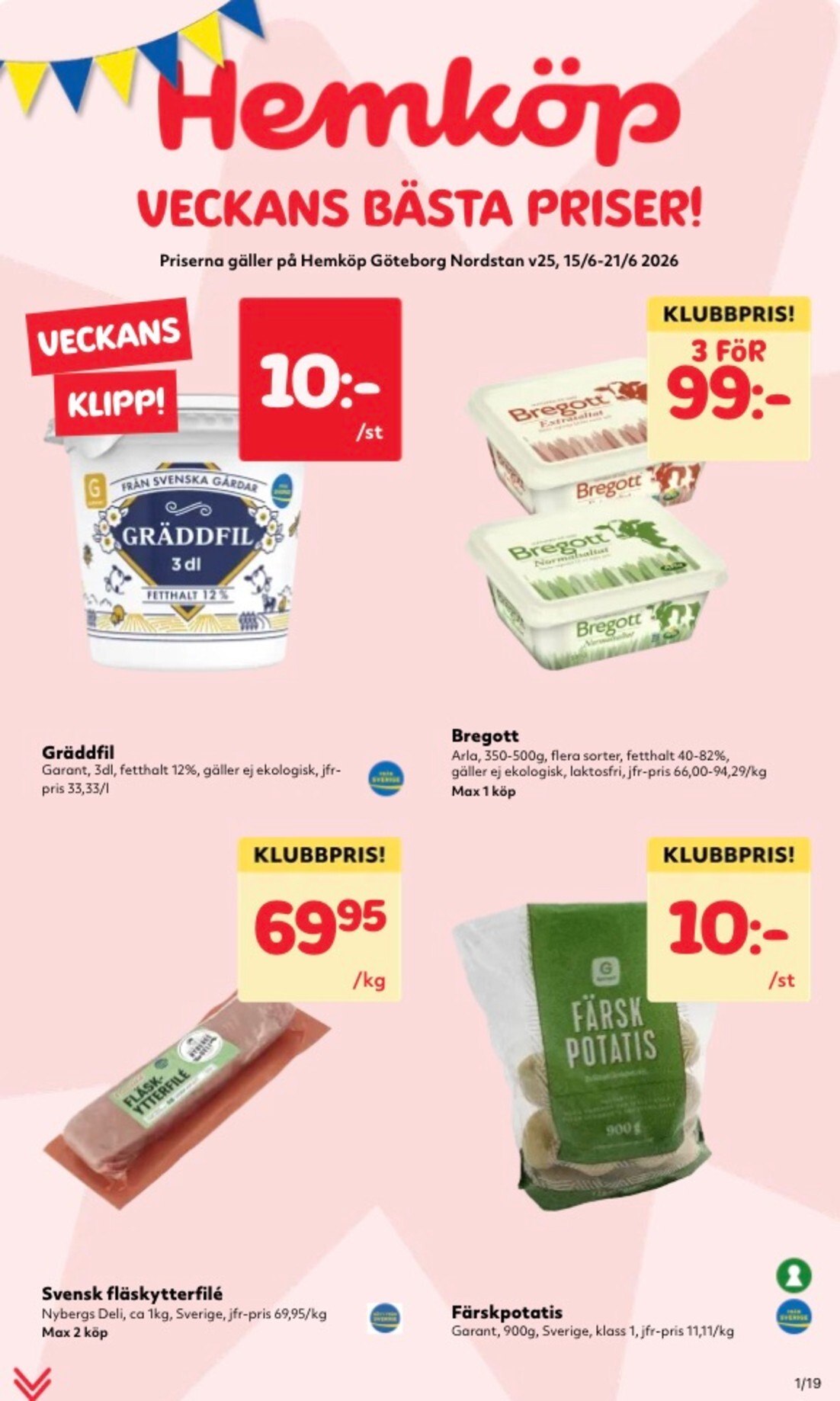 Aktuellt Hemköp reklamblad från måndag, 15/06/2026 till söndag, 21/06/2026