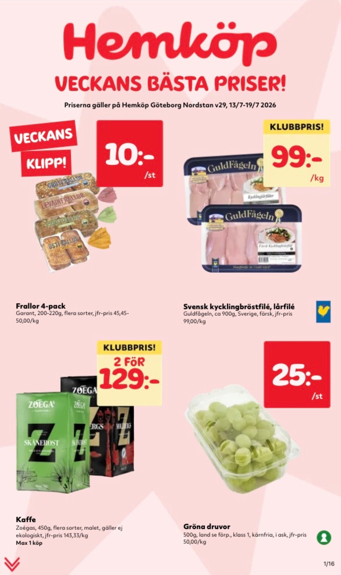 Aktuellt Hemköp reklamblad från måndag, 13/07/2026 till söndag, 19/07/2026
