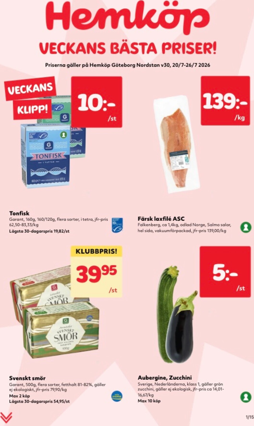 Aktuellt Hemköp reklamblad från måndag, 20/07/2026 till söndag, 26/07/2026