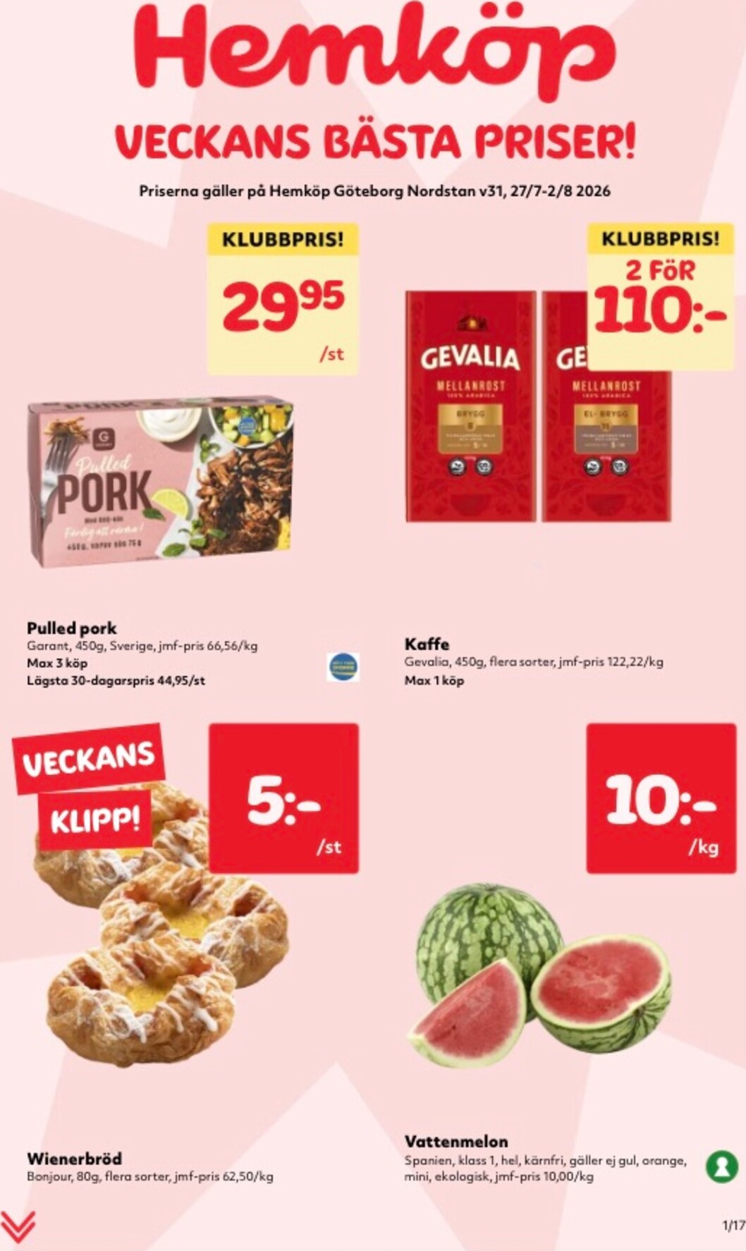 Aktuellt Hemköp reklamblad från måndag, 27/07/2026 till söndag, 02/08/2026