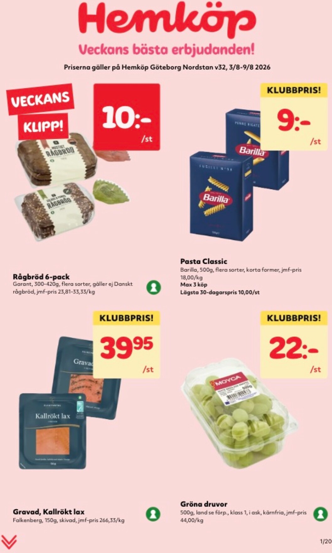 Aktuellt Hemköp reklamblad från måndag, 03/08/2026 till söndag, 09/08/2026
