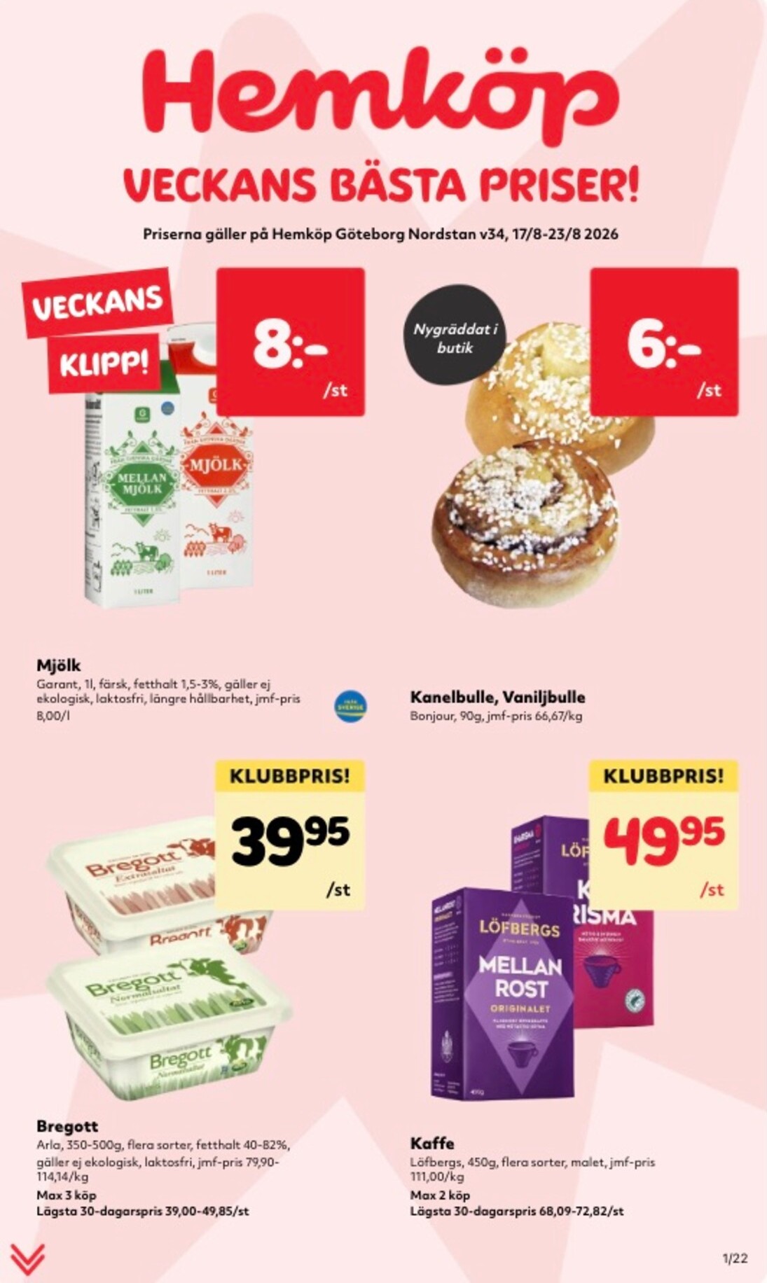 Aktuellt Hemköp reklamblad från måndag, 17/08/2026 till söndag, 23/08/2026